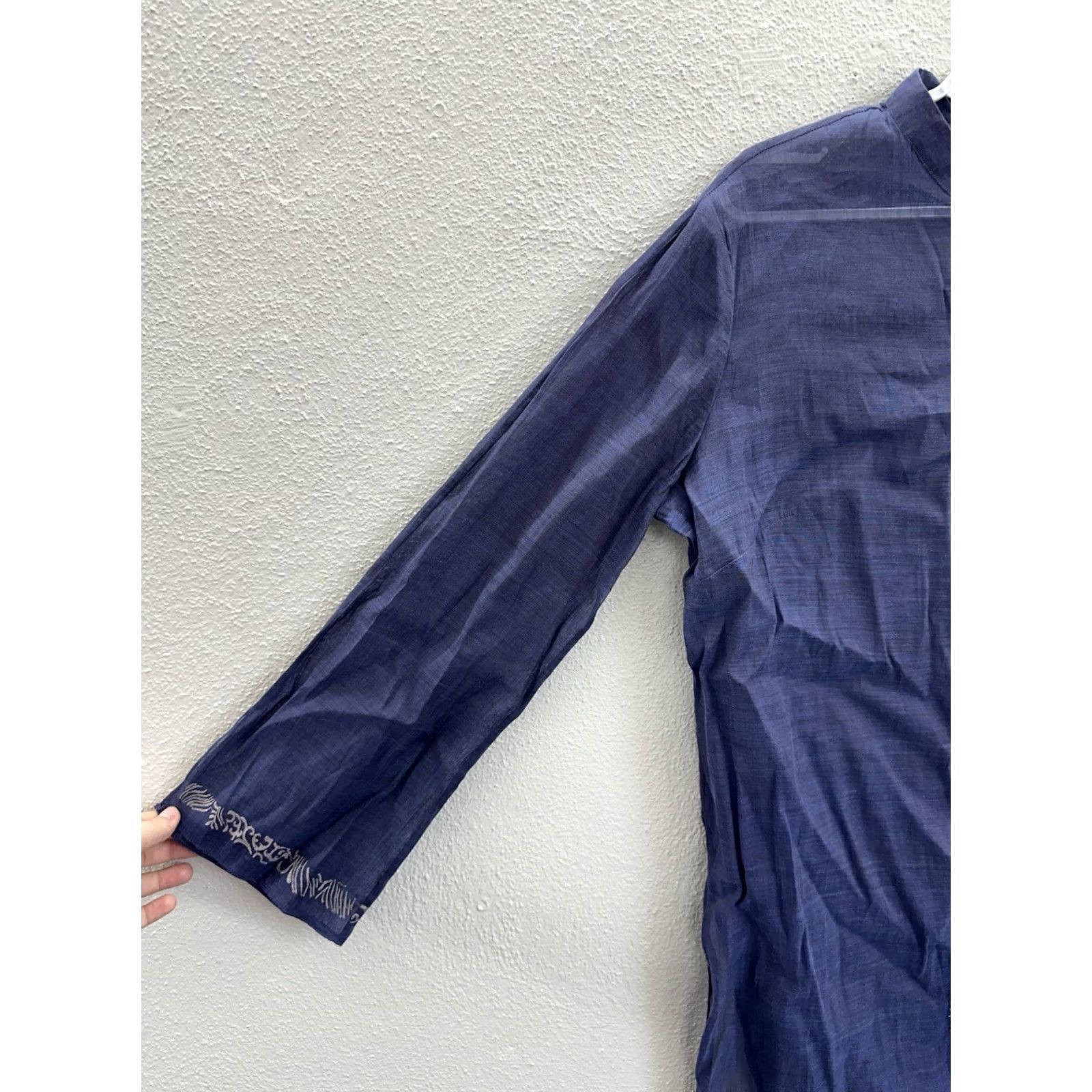 Vintage Nitva Womens Tunic Size 46 Blue Sheer Floral Button Up Long Sleeve VTG Size L / US 10 / IT 46 - 5 Thumbnail