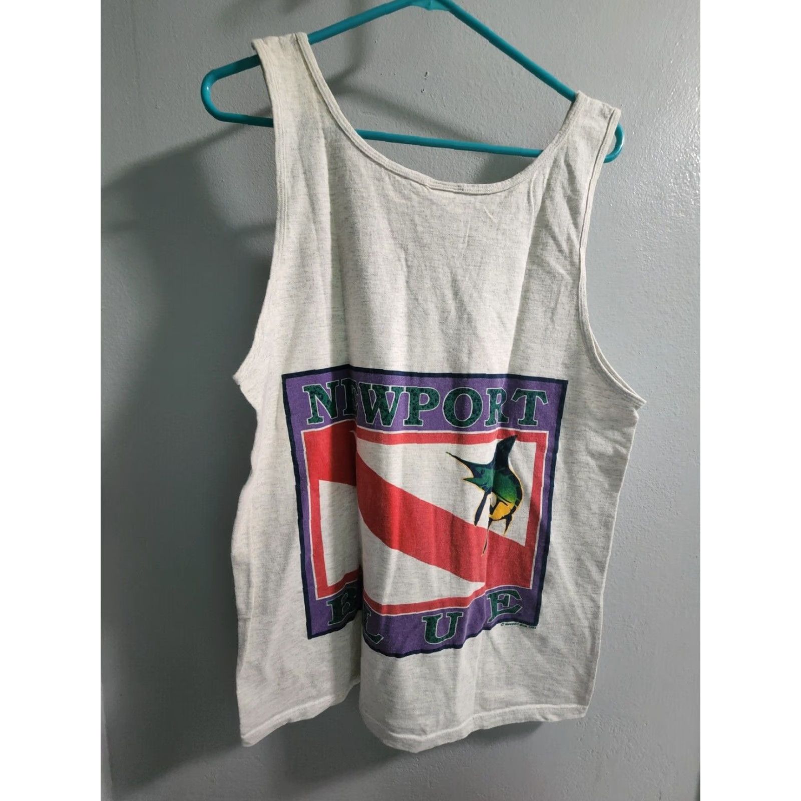 Vintage VINTAGE Mens L T Shirt 1990s Newport Gray Double-Sided Sailing Fish Tank Top Adult Large Gray 1993 90s Mens Size US L / EU 52-54 / 3 - 2 Thumbnail