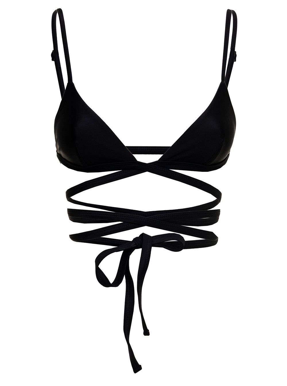 Matteau Matteau Woman's Black Nylon Bikini Top with Crossed Laces Size S / US 4 / IT 40 - 1 Thumbnail
