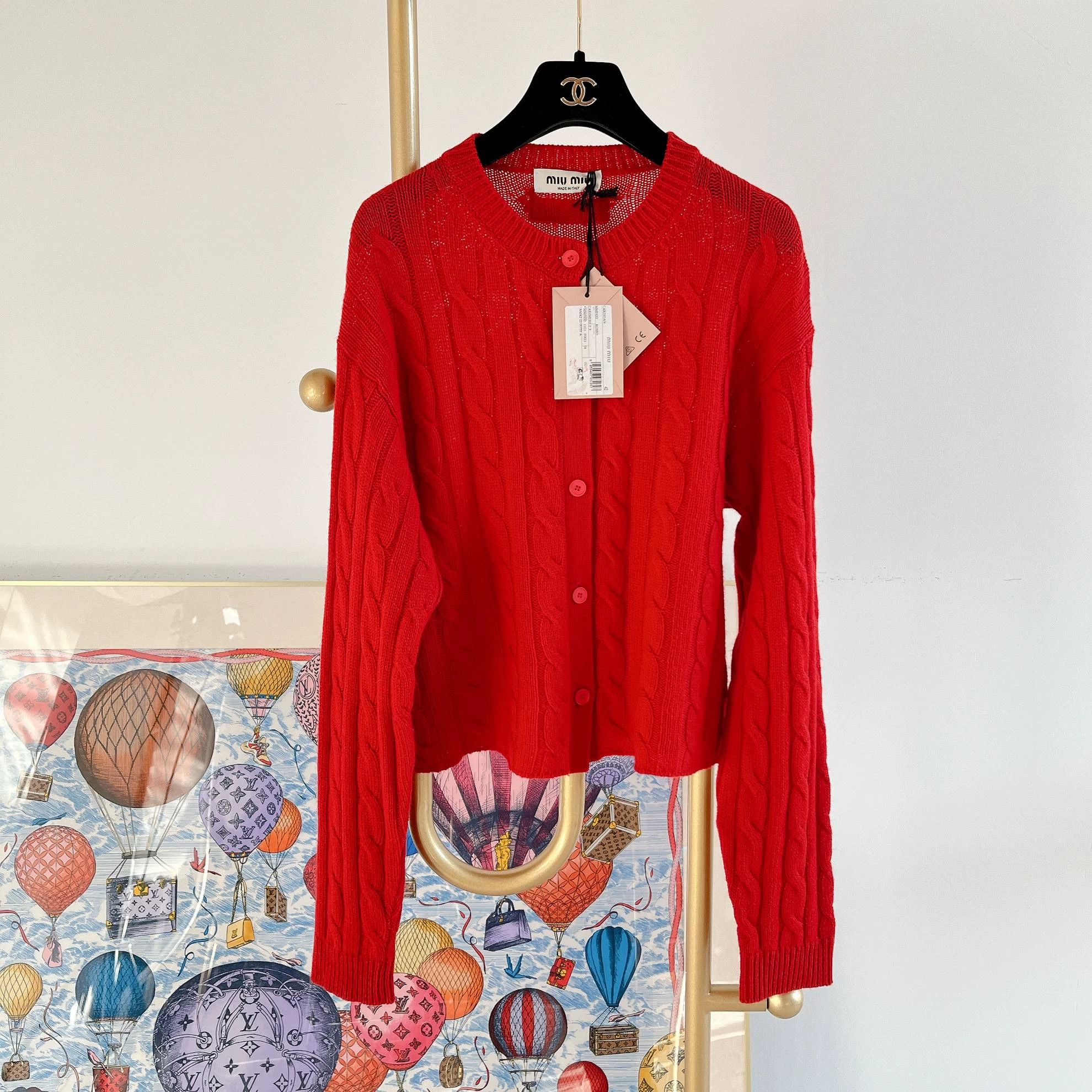 Miu Miu MIU MIU women's Red Cashmere Knit Cardigan 42 Size XS / US 0-2 / IT 36-38 - 1 Thumbnail