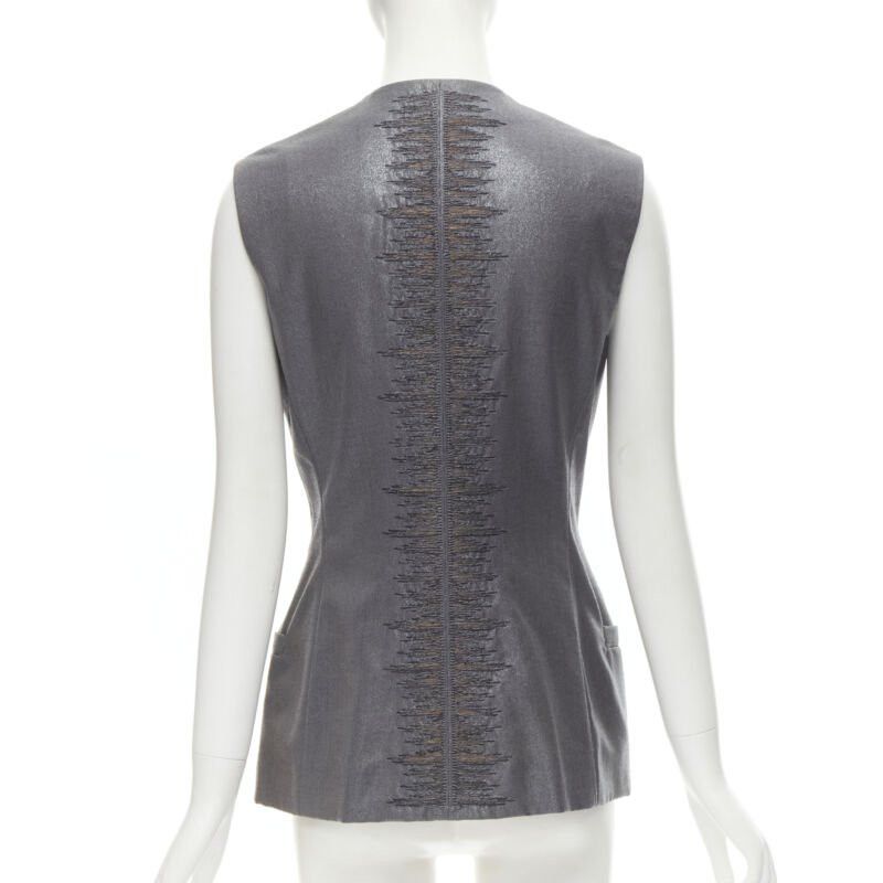 Versace GIANNI VERSACE 1998 Vintage metallic silver lurex embroidered back vest Size M / US 6-8 / IT 42-44 - 1 Thumbnail