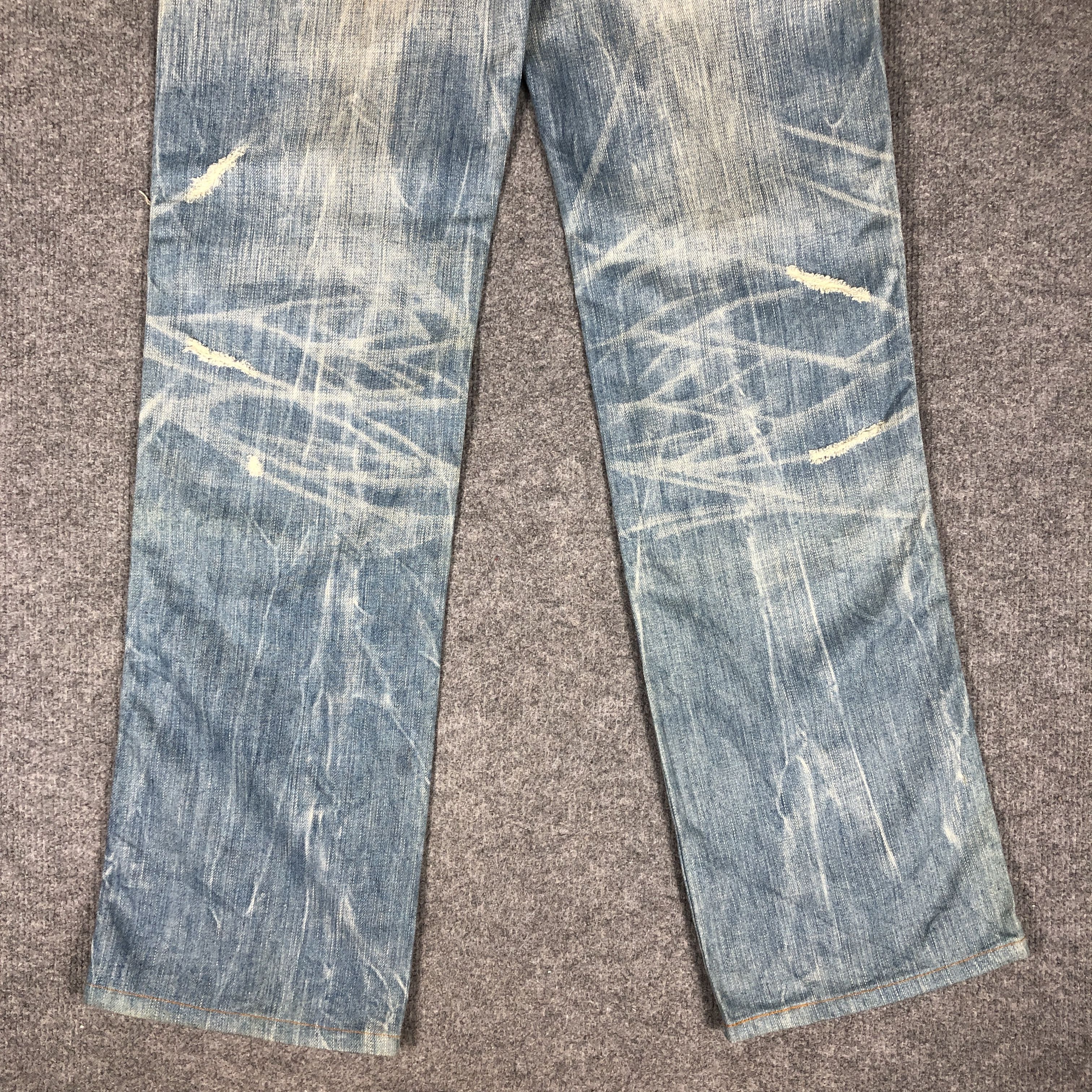 Edwin × Vintage Vintage Edwin 503 Blue Trip Jeans Distressed L1181 Size US 28 / EU 44 - 6 Thumbnail