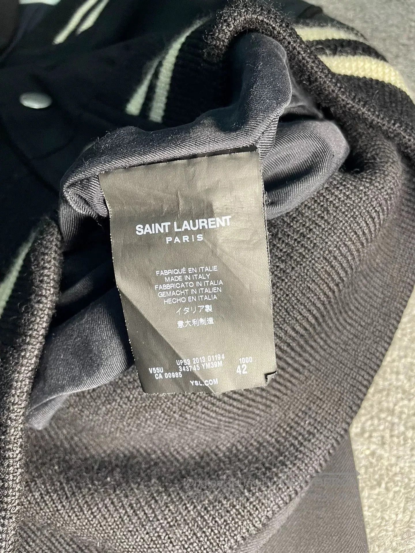 Saint Laurent Paris Saint Laurent Black Leather Accent Baseball Jacket. Size US XS / EU 42 / 0 - 6 Thumbnail