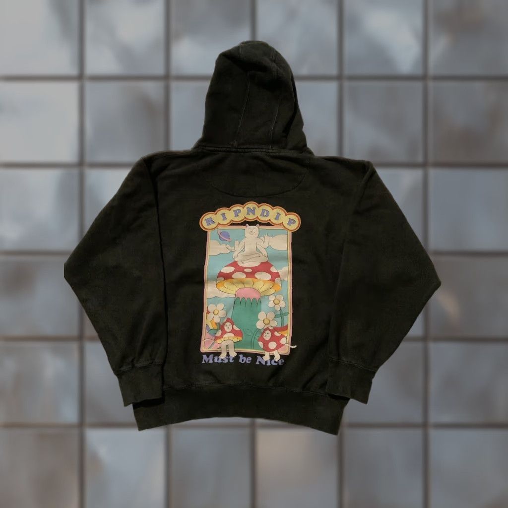 RIPNDIP VINTAGE RIPNDIP Lord Nermal Cat Mushrooms Flower Must Be Nice Black Pullover Hoodie M Mens Size US M / EU 48-50 / 2 - 1 Thumbnail
