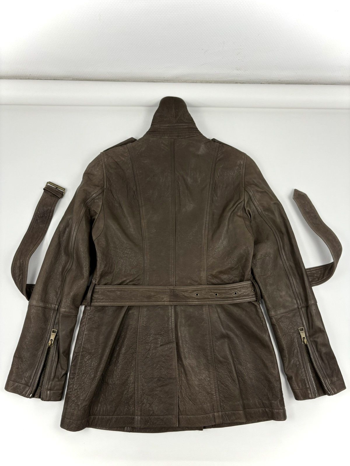 Burberry × Burberry Prorsum BRIT LAMBSKIN Nova Check Double-Breasted Zip Coat Belt Trench Jacket Size L / US 10 / IT 46 - 9 Thumbnail
