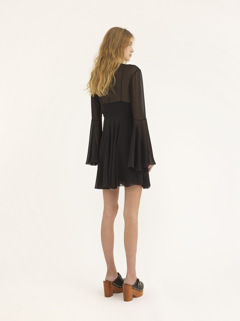 Chloe o1loc1c10226 Flared Mini Dress in Black Size M / US 6-8 / IT 42-44 - 4 Thumbnail
