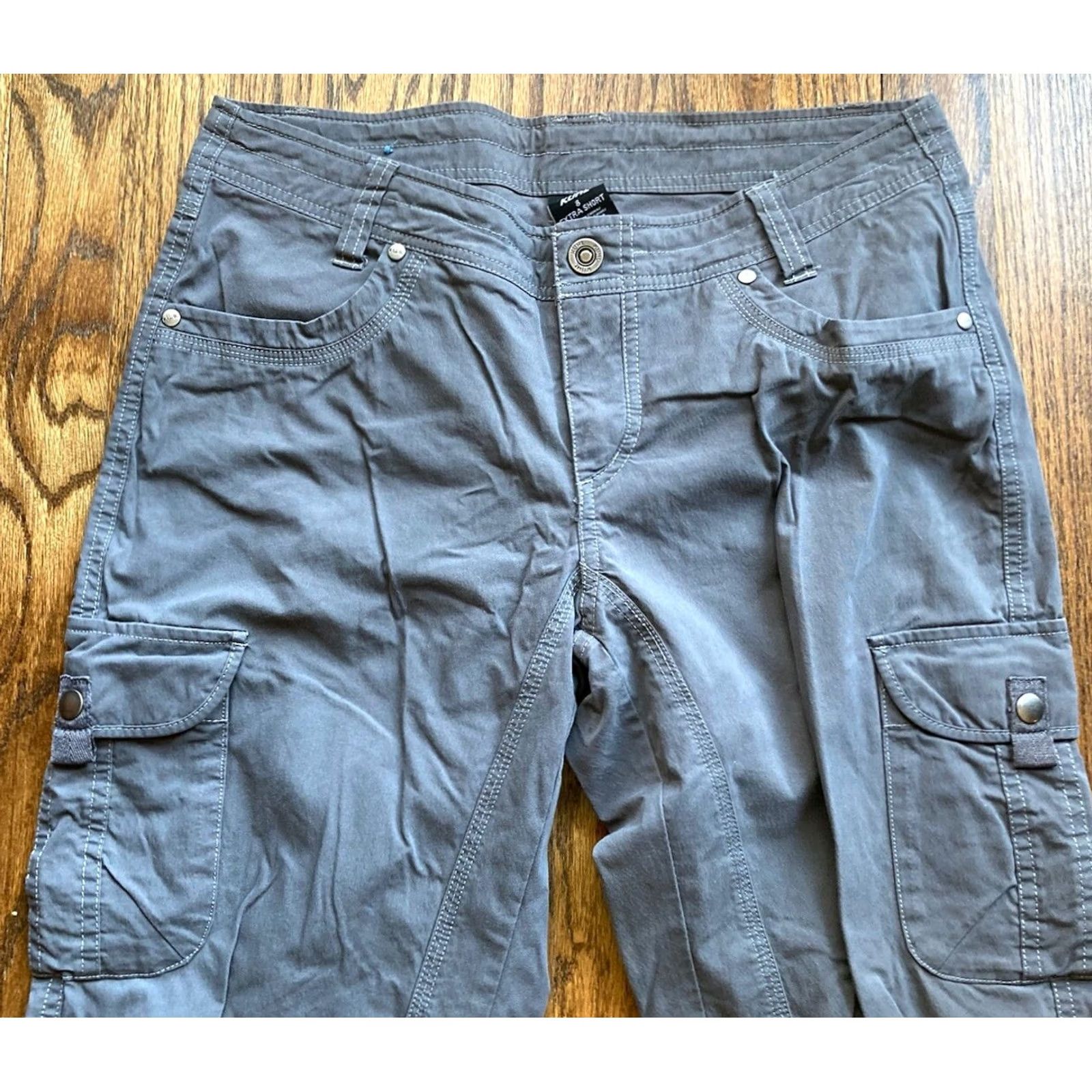 Vintage Kuhl Pants Womens Size 8 Extra Short Gray Splash Roll Up Cargo UPF 50 Hiking Drawstring Size 30" / US 8 / IT 44 - 2 Thumbnail