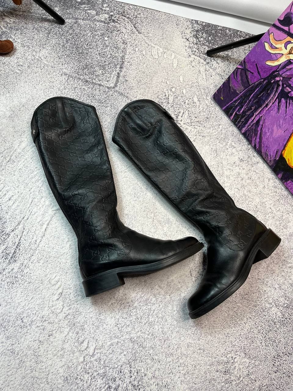 Gucci Gucci Maud Nero Guccissima Leather Knee-High Riding Boots Size US 8 / IT 38 - 1 Thumbnail