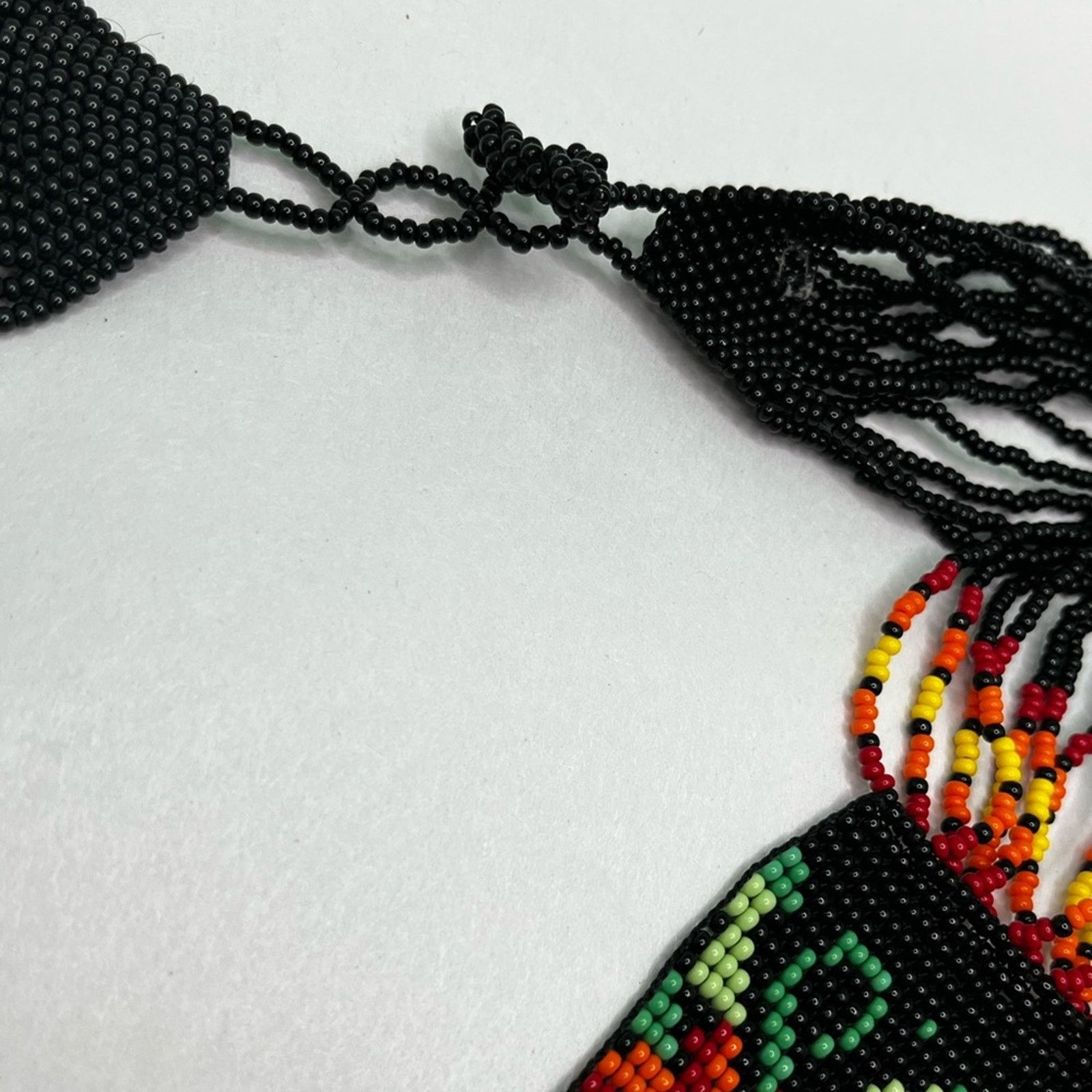 Handmade Luxury Rose Artisan Candy Skull Neon Orange beaded necklace Size ONE SIZE - 4 Thumbnail