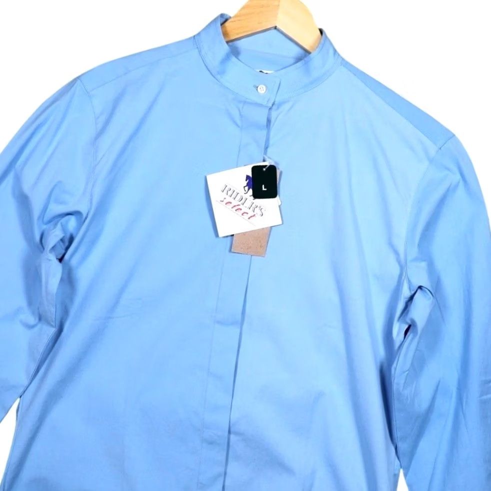 Vintage Riders Select Show Shirt LT Blue Ladies Long Sleeve Mandarin Collar Button-Up Dress Shirt Women M/Med? Size M / US 6-8 / IT 42-44 - 2 Thumbnail