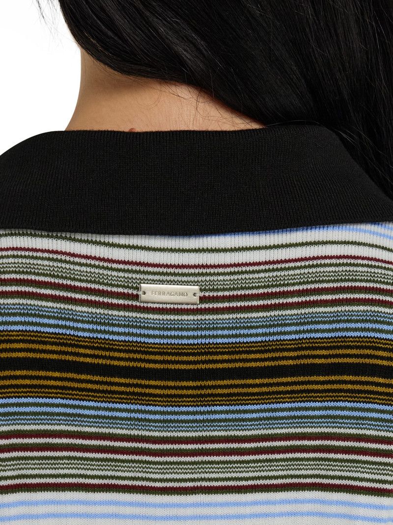 Salvatore Ferragamo o1s1rm0426 Knitted Striped Dress in Multicolor Size S / US 4 / IT 40 - 6 Thumbnail