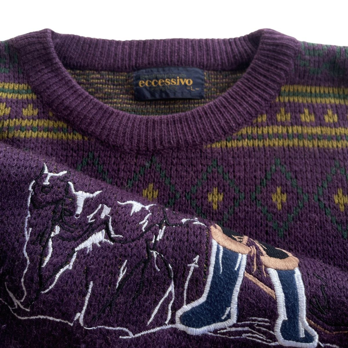Japanese Brand Vintage 80s Luxury Printed Jumper Knitwear Size US L / EU 52-54 / 3 - 4 Thumbnail