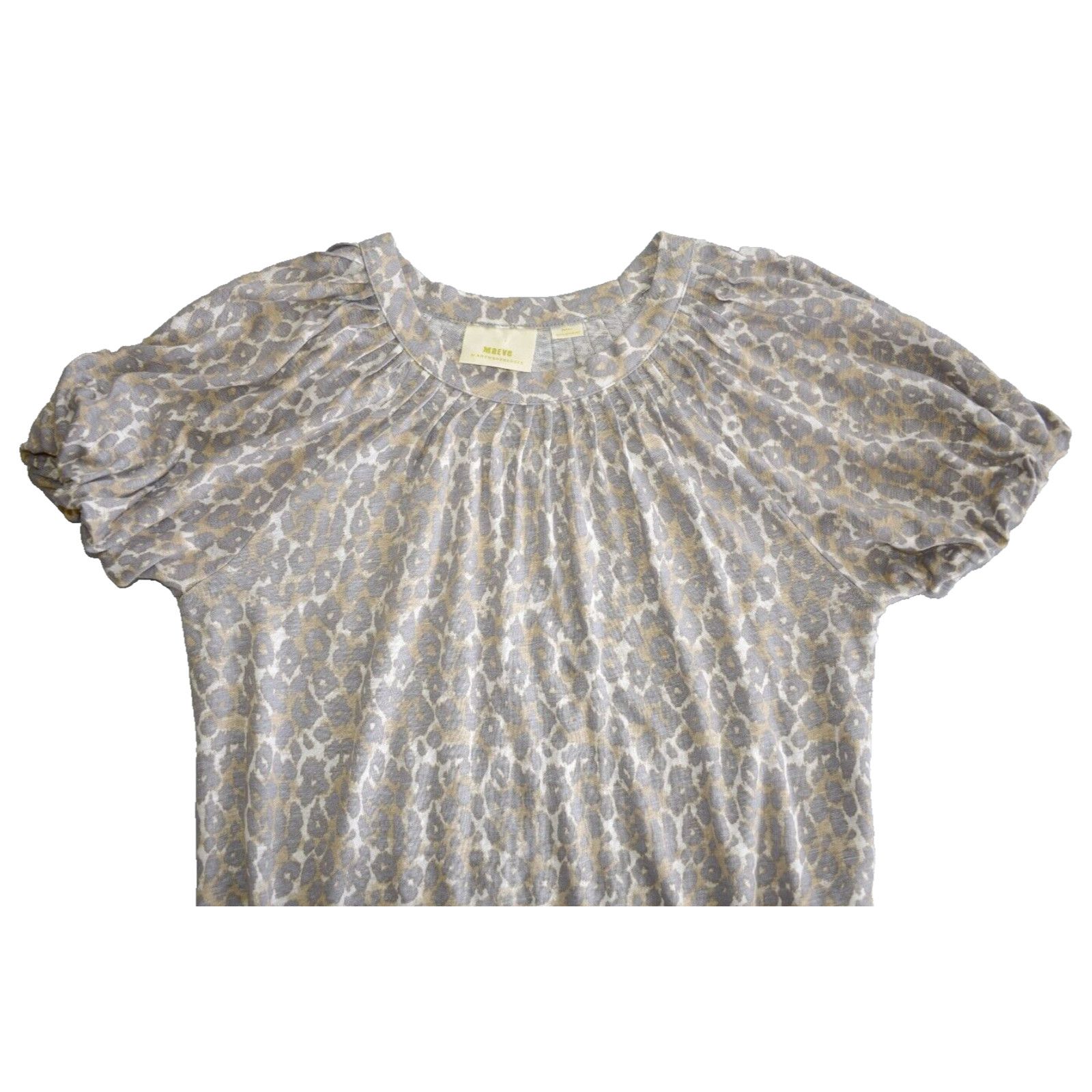 Anthropologie MAEVE BY ANTHROPOLOGIE Grey/Tan Leopard Printed Top Sz XS Size XS / US 0-2 / IT 36-38 - 4 Thumbnail