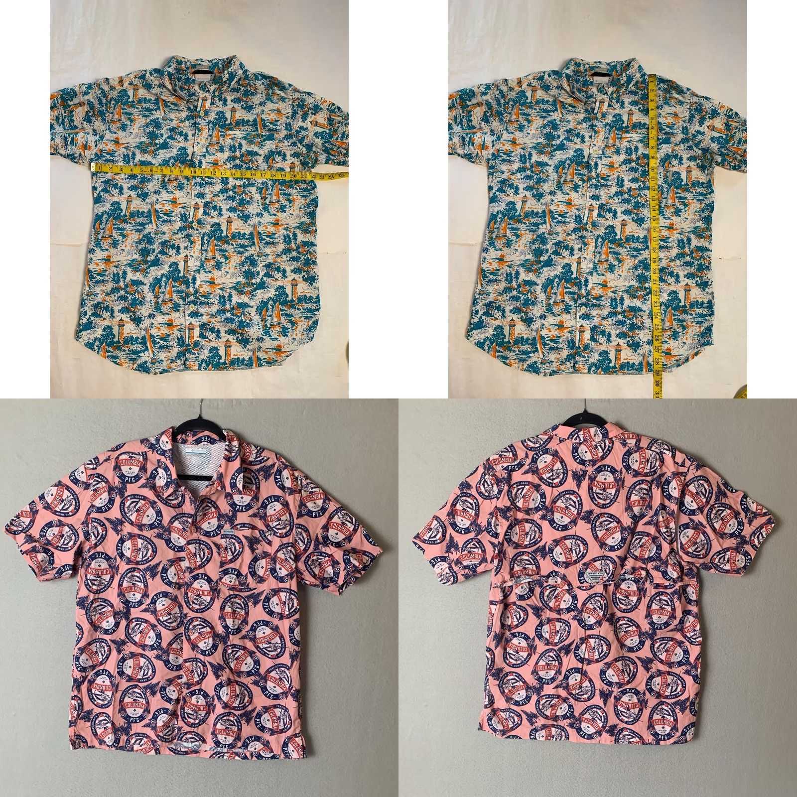 Nautica Columbia Shirts Men Large Multicolor AOP Lighthouse Sailboat Fish Nautical Lot Of 2 Size US L / EU 52-54 / 3 - 8 Thumbnail