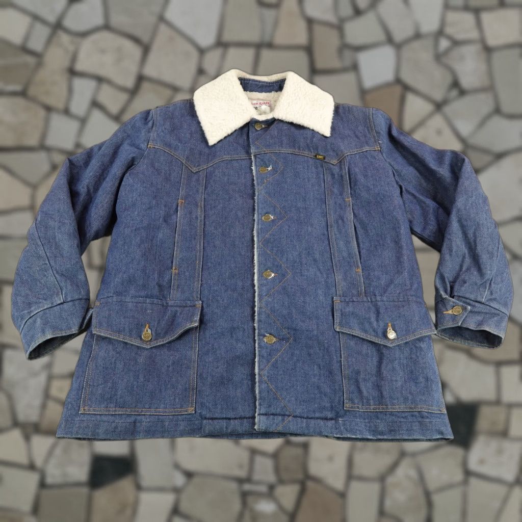 Lee Vintage Storm Rider Jacket XL Blue Denim Chore Coat Mens 70s Jacket Coat