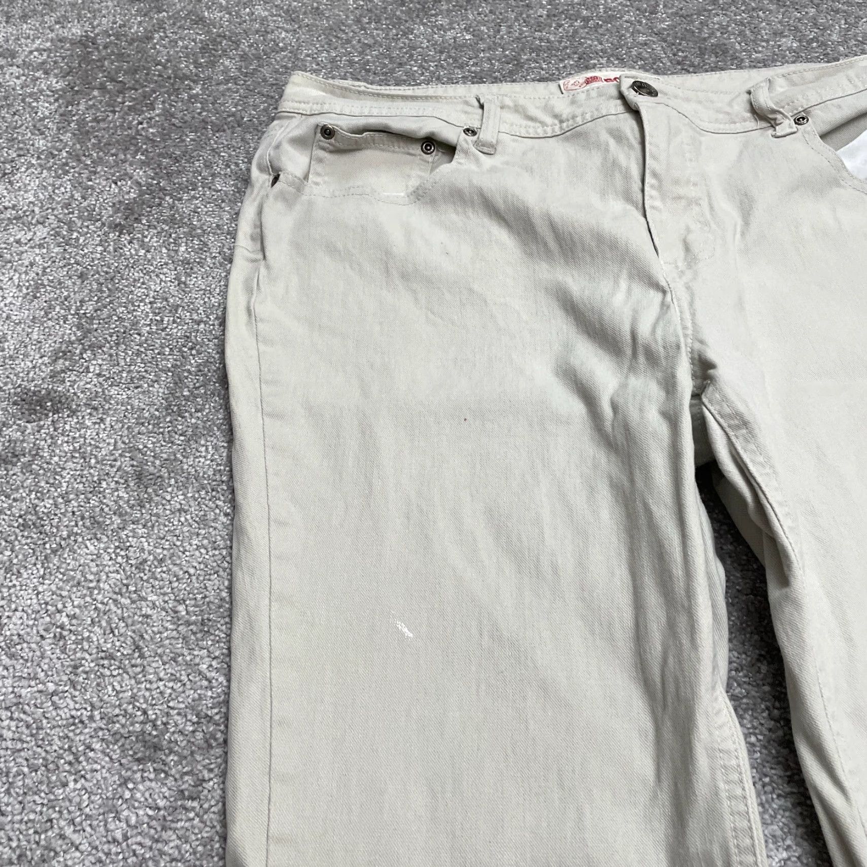 Faded Glory Faded Glory Jeans Womens Bootcut Denim 18 Petite Beige Mid Rise 38x27.5 City USA 5-Pocket Stretch Body Fit Womens Size 24" / US 00 / IT 34 - 7 Thumbnail