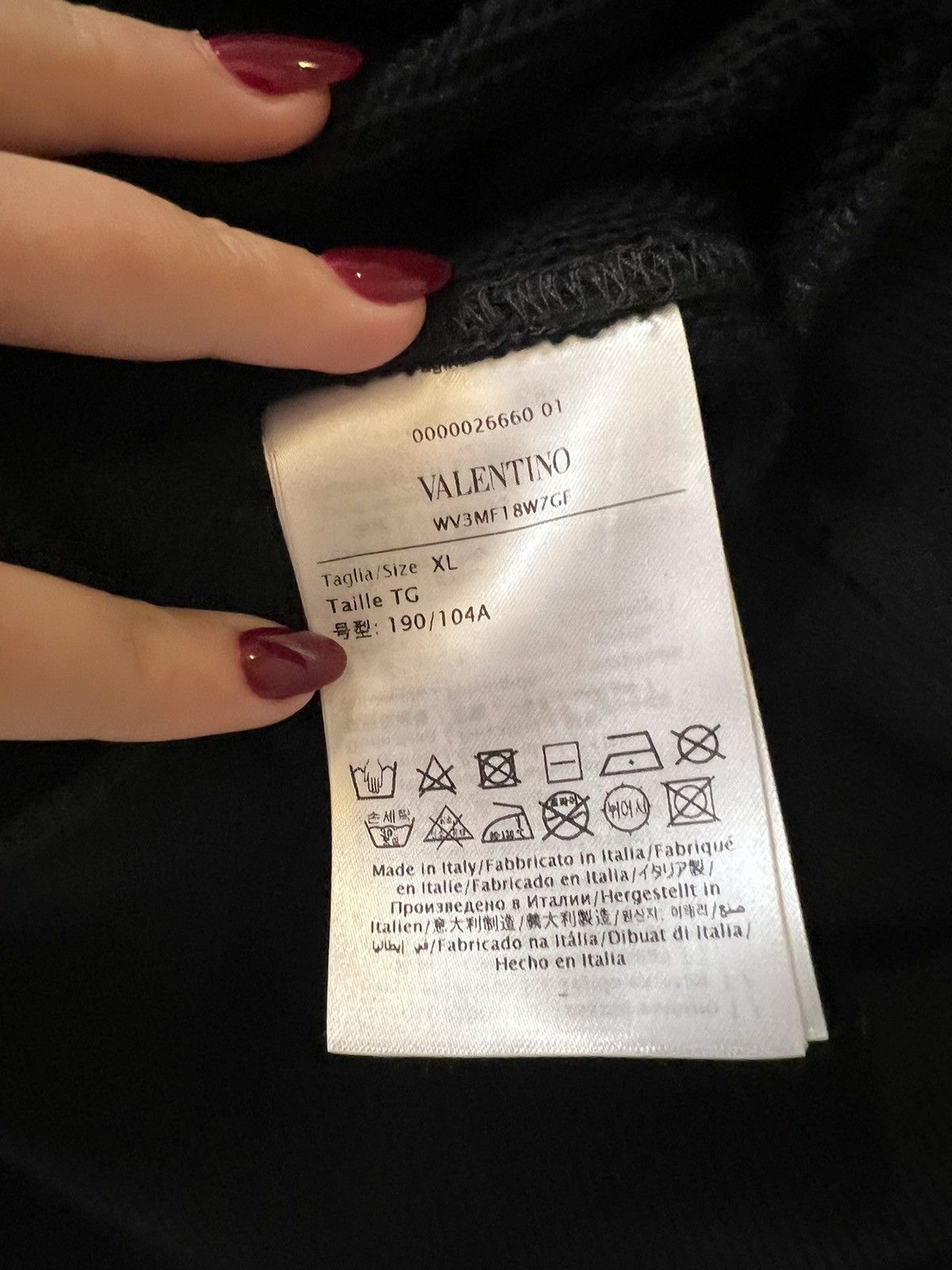 Valentino Valentino men’s black XL sweatshirt Size US XL / EU 56 / 4 - 4 Thumbnail
