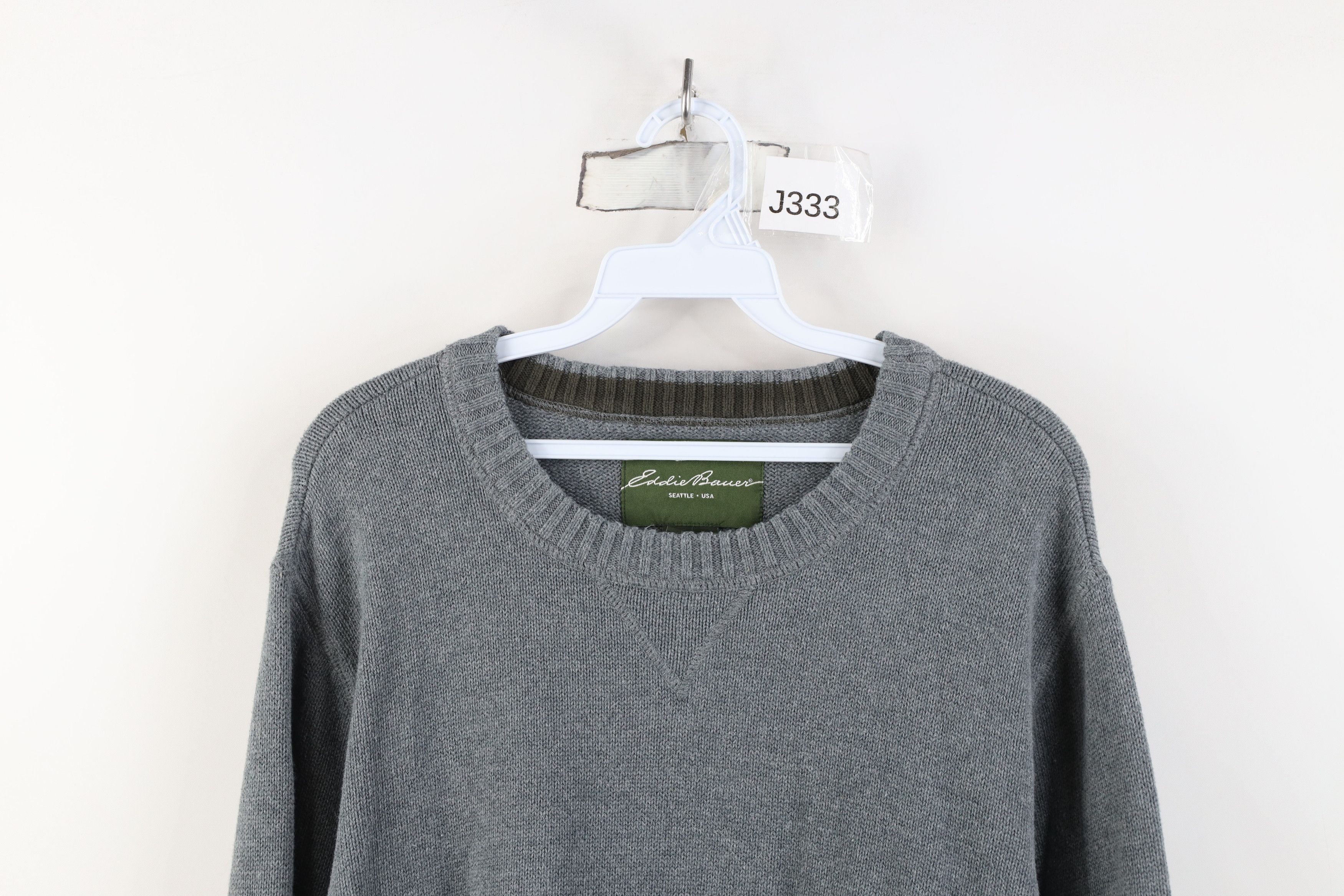 Eddie Bauer Vintage Eddie Bauer Cotton Ribbed Knit Crewneck Sweater Gray Size US XL / EU 56 / 4 - 2 Thumbnail