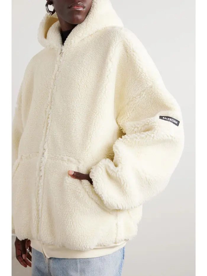 Balenciaga o1la1rc1a0226 Outerwear Zip-Up Hoodie In Ivory Size US L / EU 52-54 / 3 - 3 Thumbnail