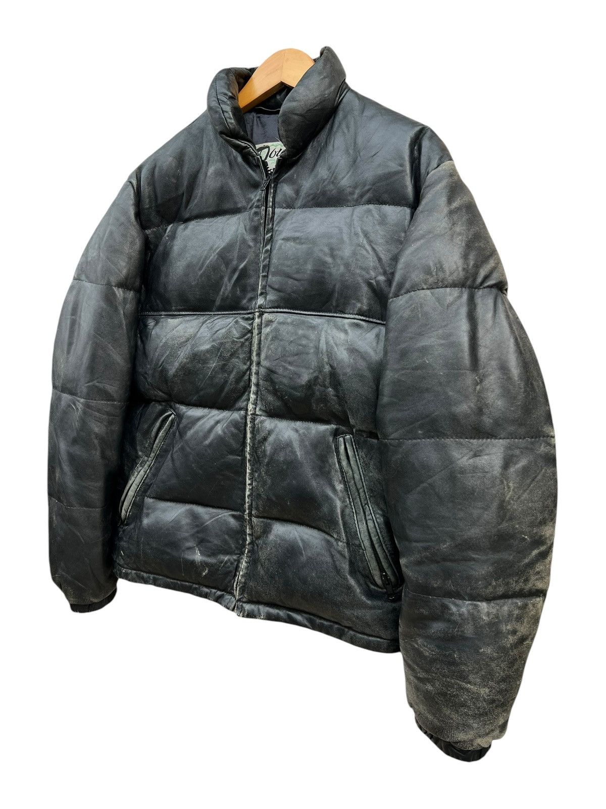 Schott × Vintage Vintage Schott Black Leather Puffer Down Jacket Size US M / EU 48-50 / 2 - 3 Thumbnail