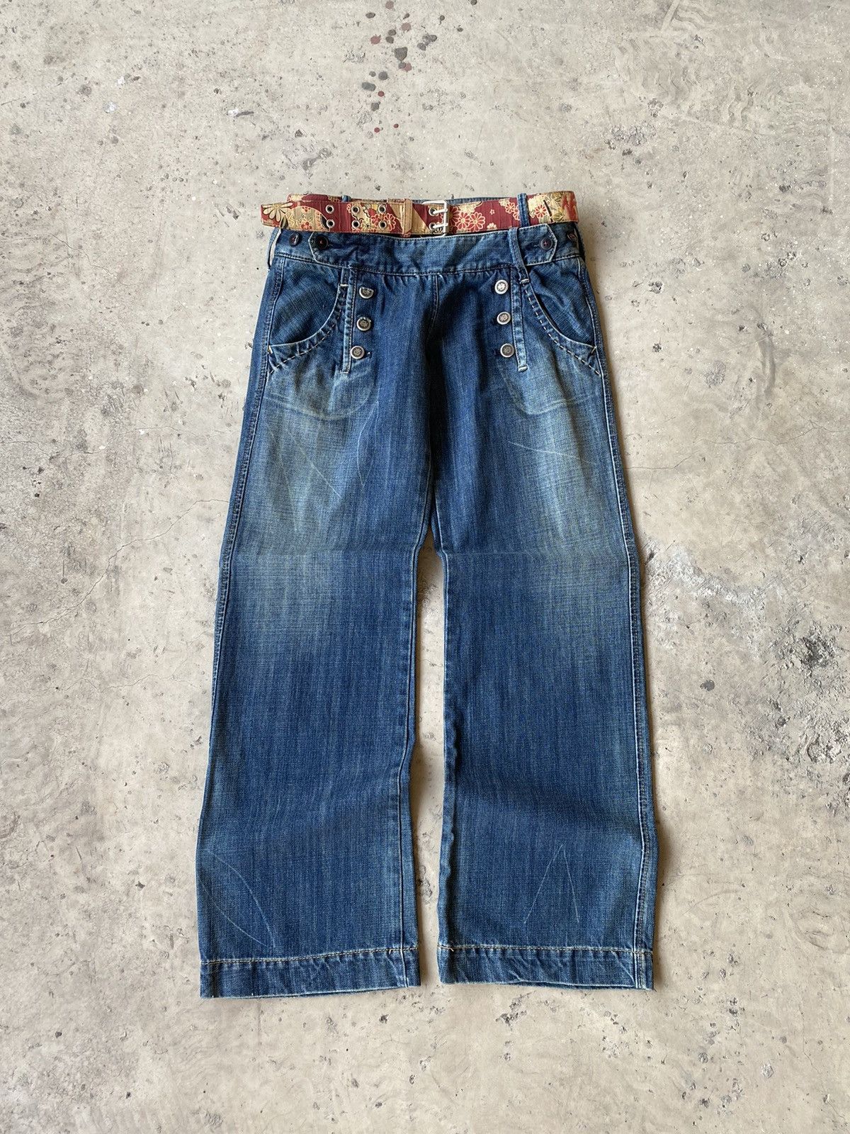 Beauty Beast 2000s - Antigauge Multi Button Denim Cotton Pants Size US 31 - 1 Thumbnail