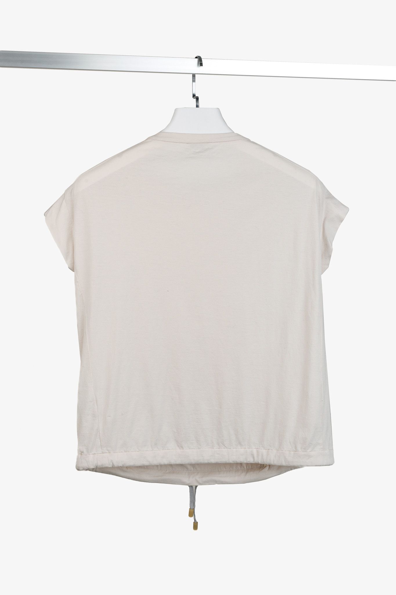 Brunello Cucinelli Brunello Cucinelli Embossed-Stripe Drawstring Hem T-Shirt Size S / US 4 / IT 40 - 2 Thumbnail