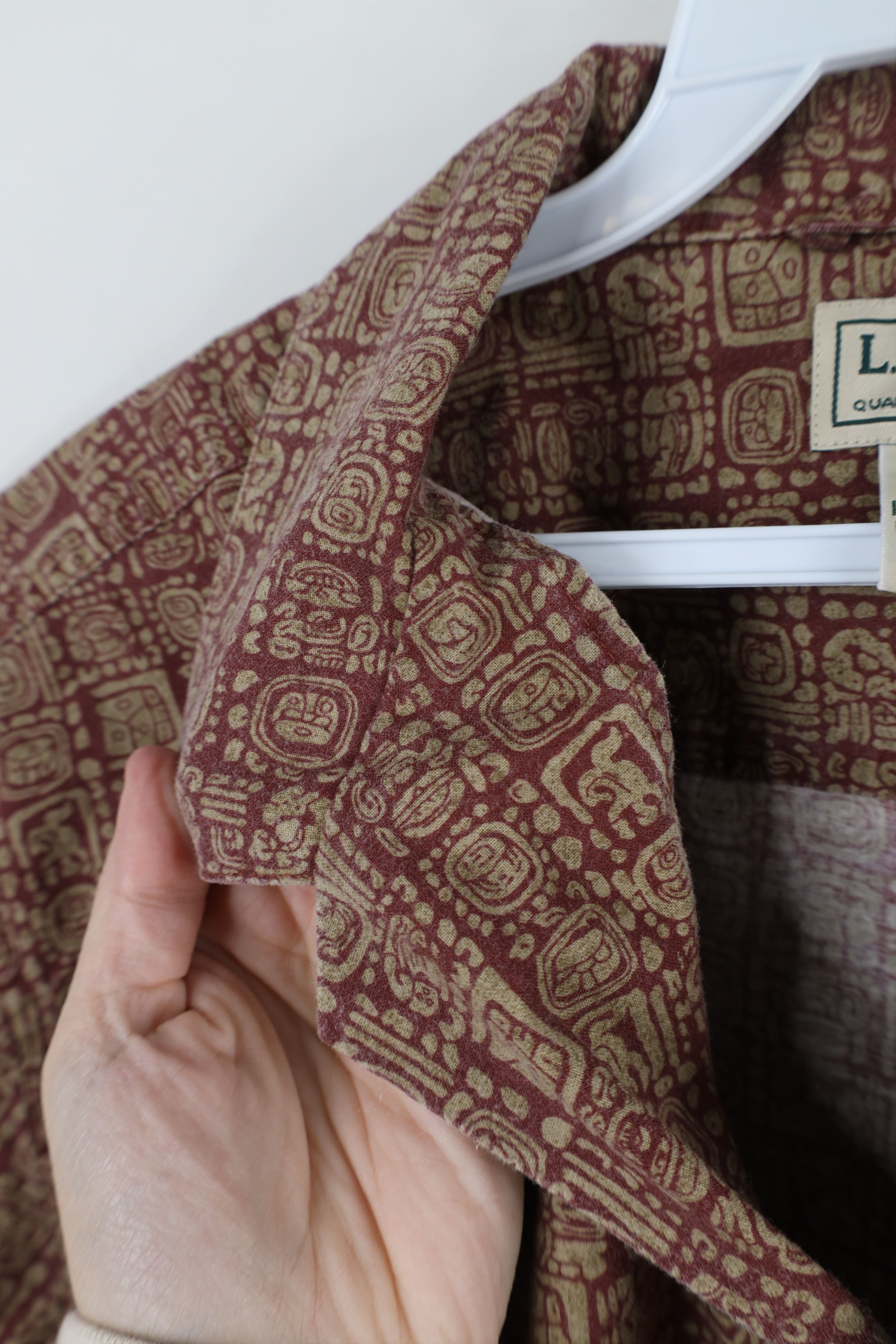 L.L. Bean × Vintage Vintage 90s LL Bean Abstract Looped Collar Button Shirt Red Size US M / EU 48-50 / 2 - 8 Thumbnail