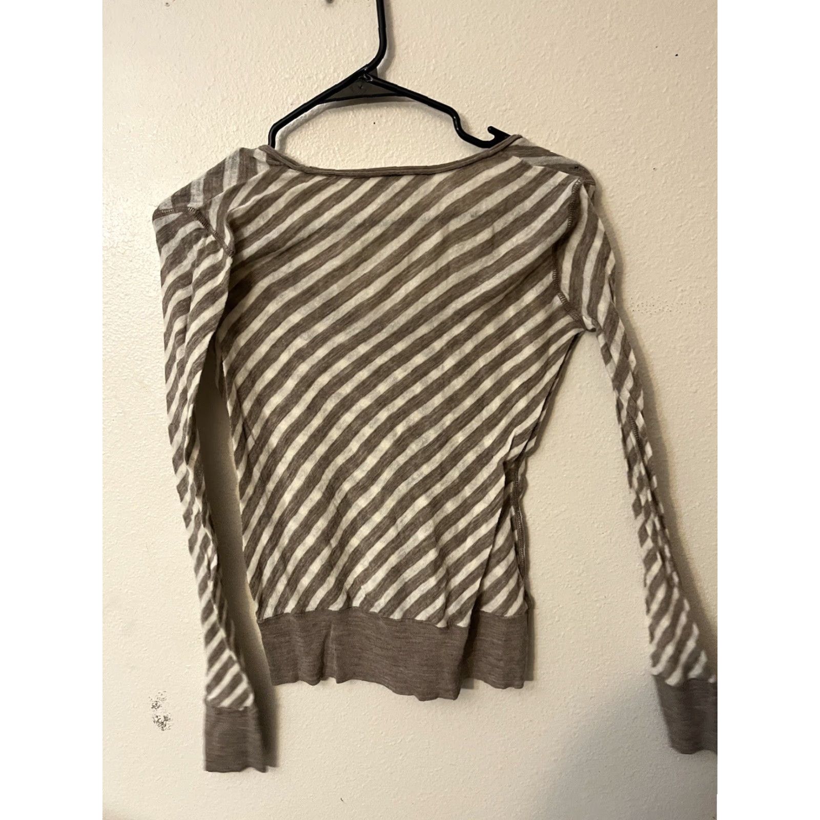 Loft Loft Blouse Women's Medium Gray Striped Long Sleeve Round Neck Pullover Casual Formal Party/Cocktail Travel Lightweight Regular shirt Size M / US 6-8 / IT 42-44 - 2 Thumbnail