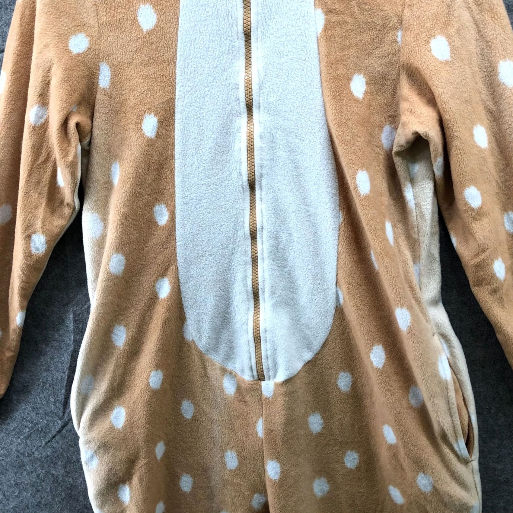 Vintage Womens S Deer Bambi Costume Fleece Jumpsuit Hooded Halloween Holiday, Brown, Fleece, Hooded, Size S, Halloween Theme, Unbranded, Regular Fit, Women’s Size 28" / US 6 / IT 42 - 4 Thumbnail