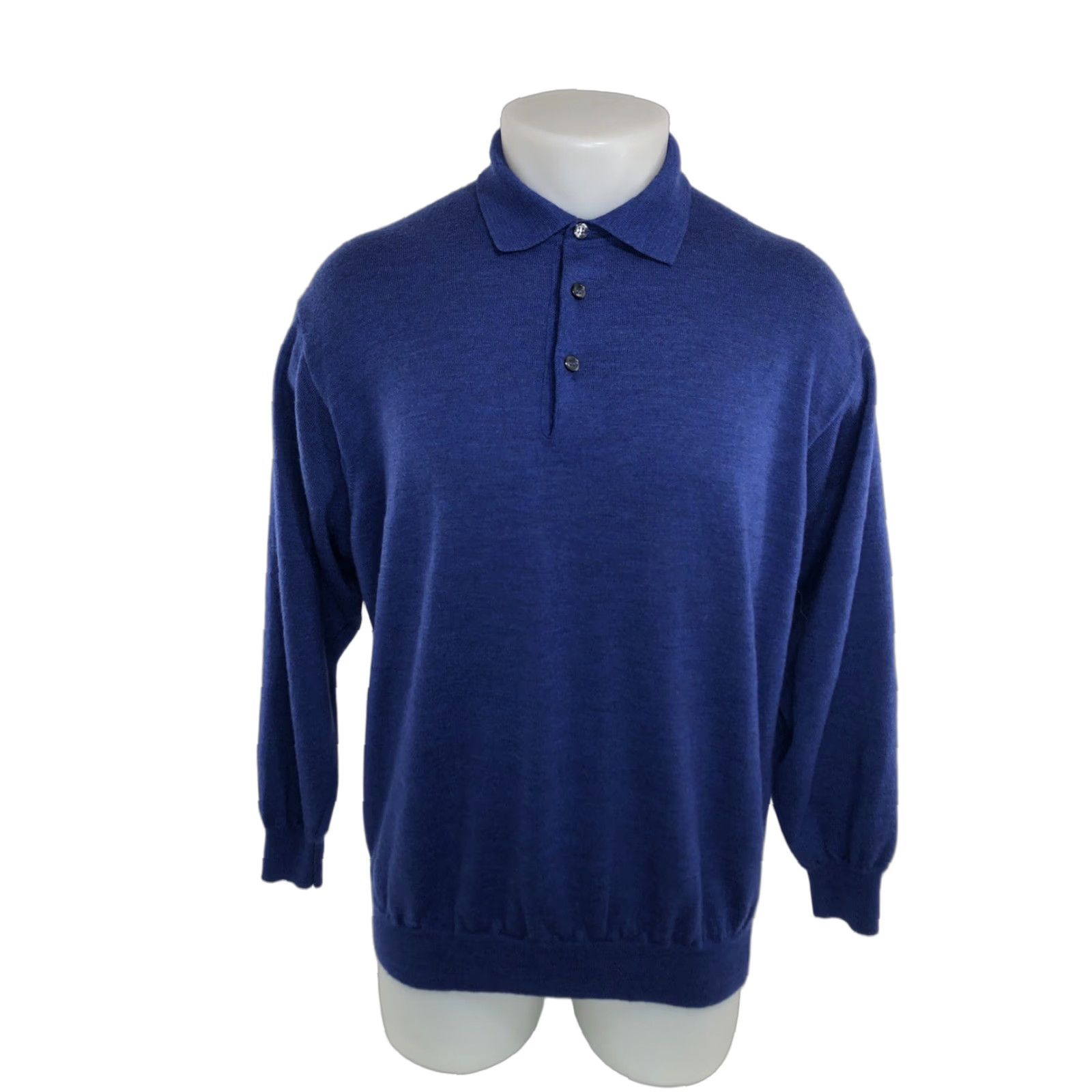 Vintage BULLock & JONES ITALY Wool Silk Cashmere Collared Sweater L/XL Blue Mens Pullover Size US L / EU 52-54 / 3 - 1 Thumbnail