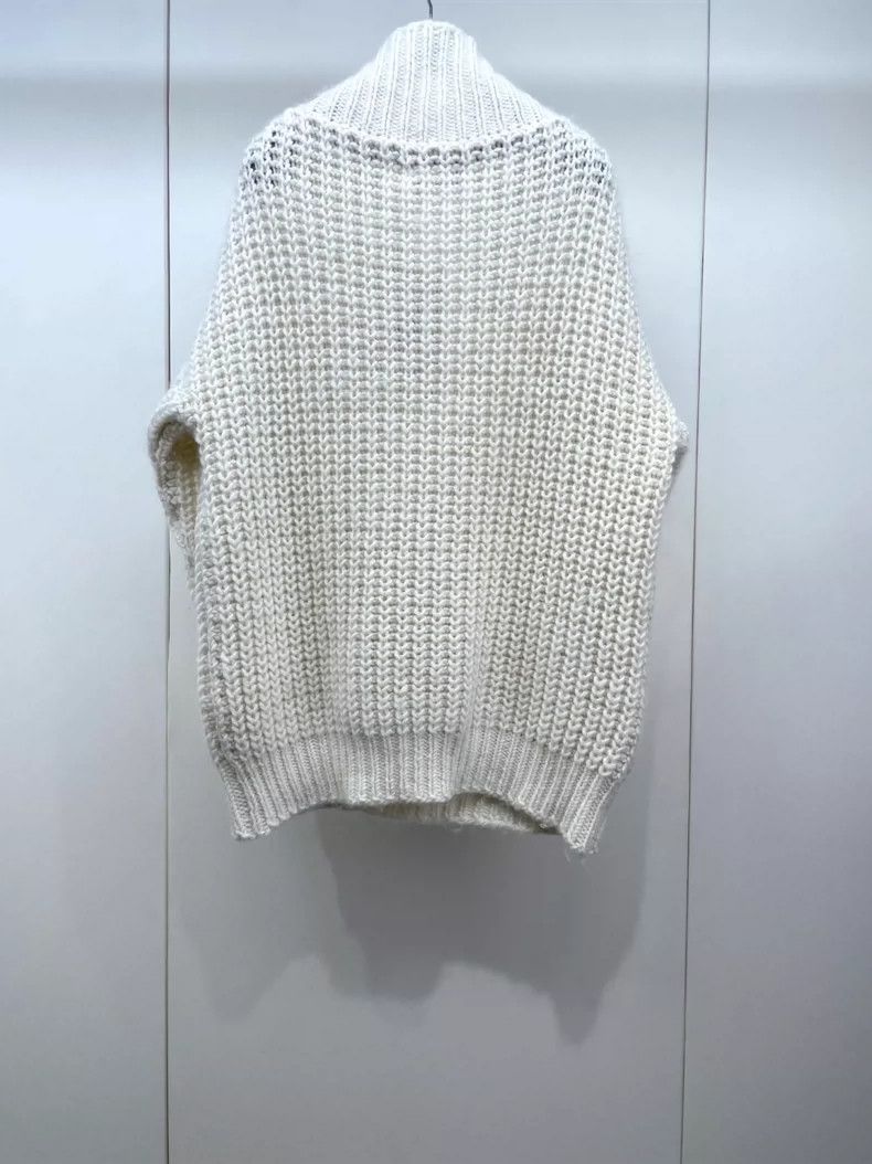 Dior Dior 24 large V-neck loose thick-line knitted sweaters 2504 Size XXS / US 00 / IT 34 - 2 Thumbnail