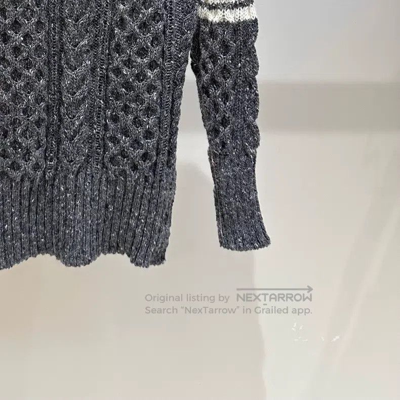 Thom Browne Thom Browne Heather Grey Four Stripe Wool Sweater Size US XS / EU 42 / 0 - 3 Thumbnail
