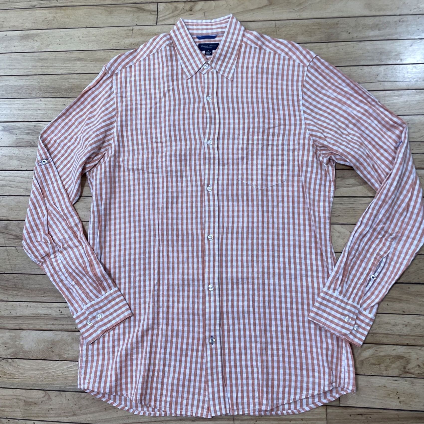 Vintage LINEA ROSSA Signature Long Sleeve Linen Shirt Men M BrightOrange Plaid Assaraf Size US M / EU 48-50 / 2 - 6 Thumbnail