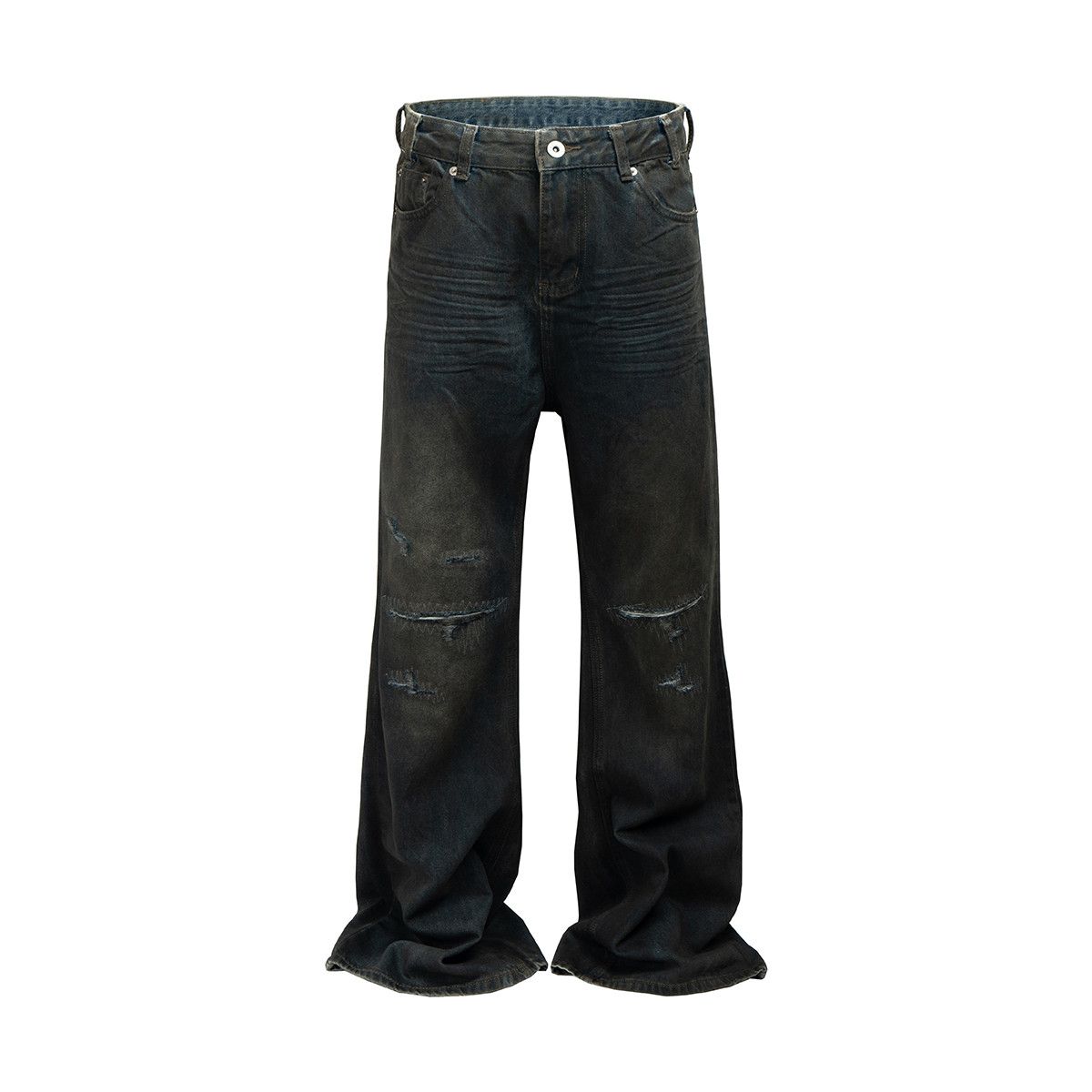Japanese Brand × Jean Distressed Dirty Washed Blue Ripped Baggy Jeans Size US 31 - 1 Thumbnail