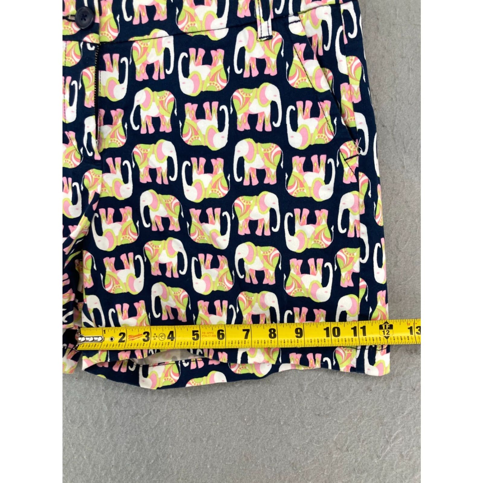Vintage Crown & Ivy Women's Chino Shorts 10 Blue Geometric Pockets Casual Size 32" / US 10 / IT 46 - 6 Thumbnail