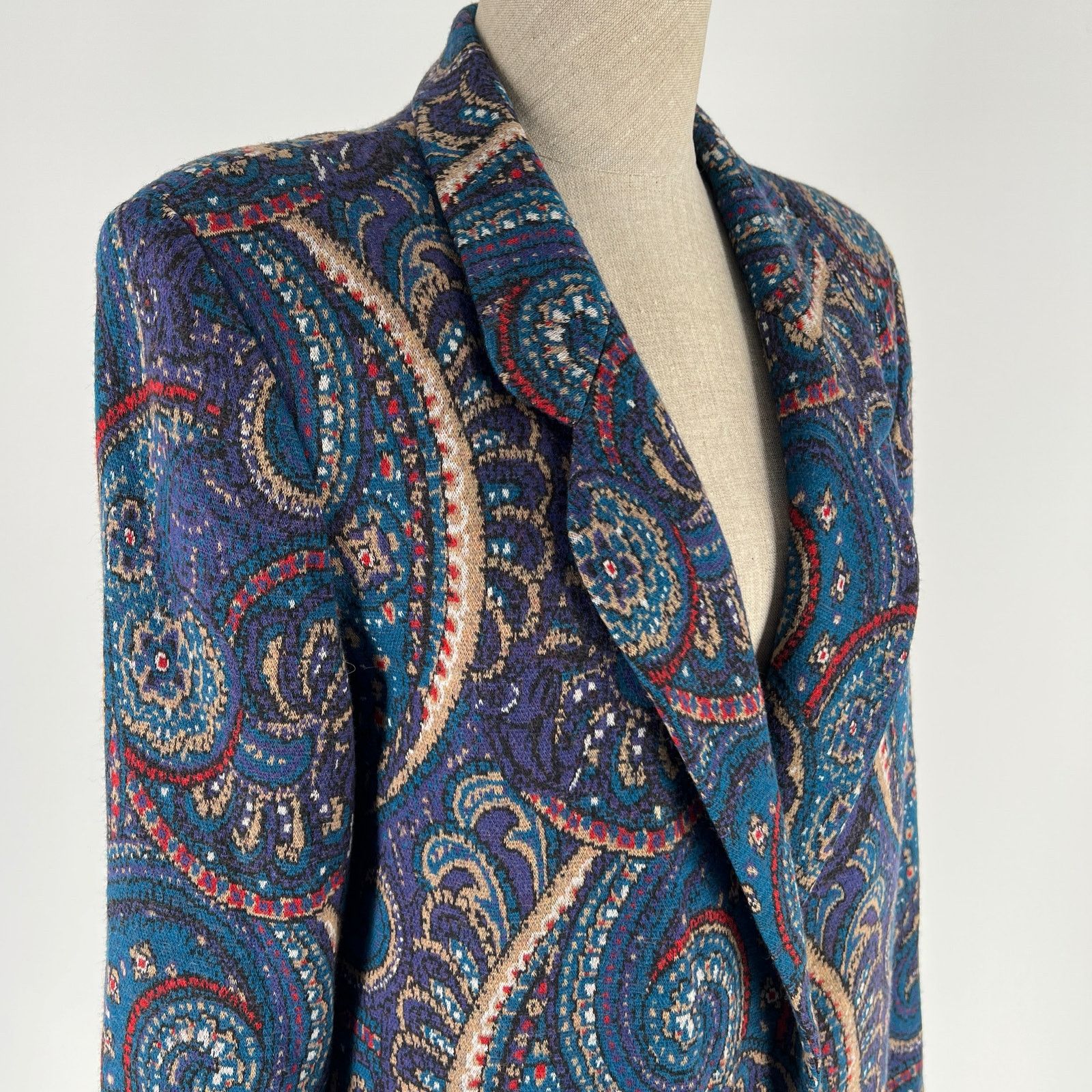 Vintage 90s paisley knit blazer jacket 1990s vintage Size S / US 4 / IT 40 - 5 Thumbnail