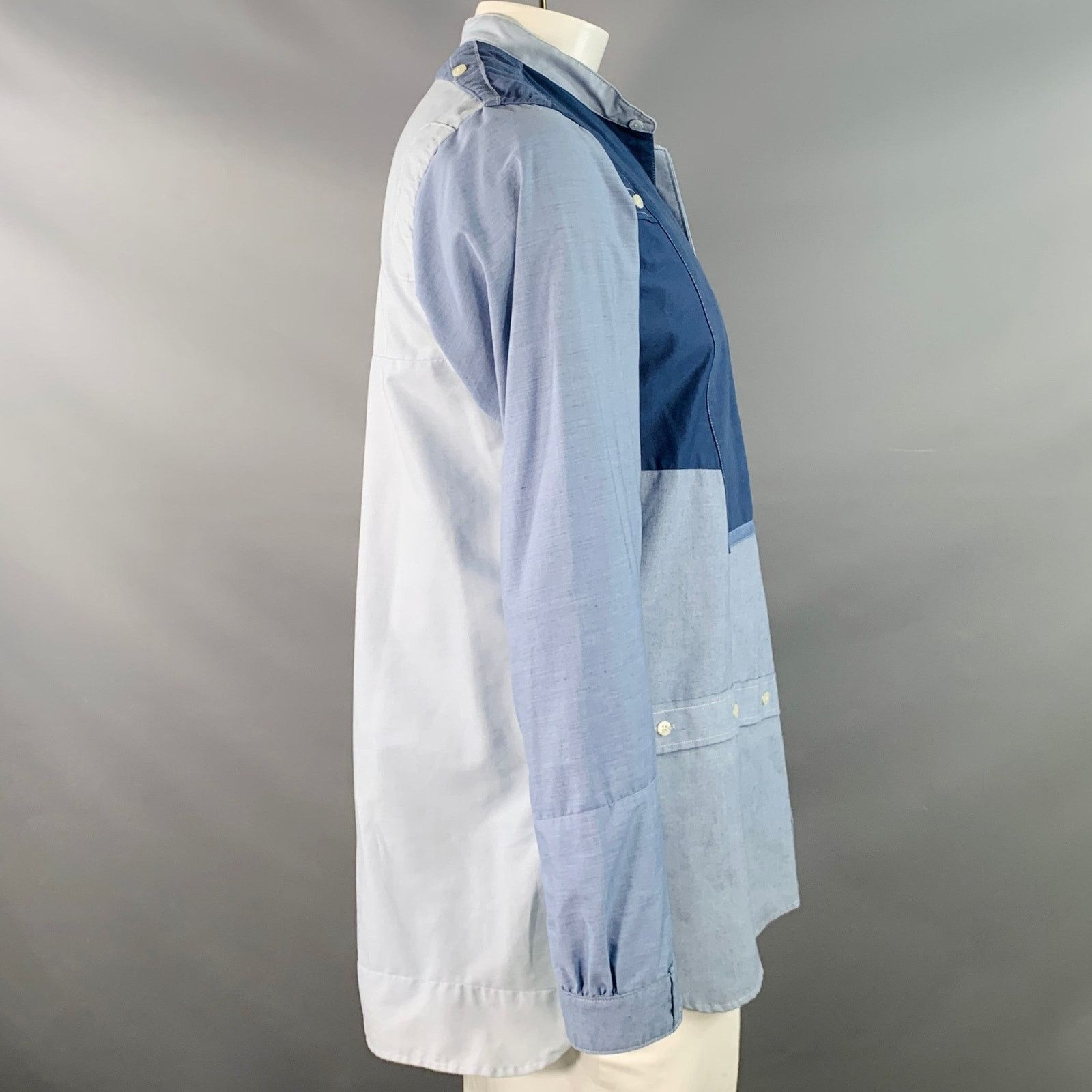 Needles Blue Light Blue Patchwork Deconstructed Cotton Long Sleeve Size US L / EU 52-54 / 3 - 4 Thumbnail