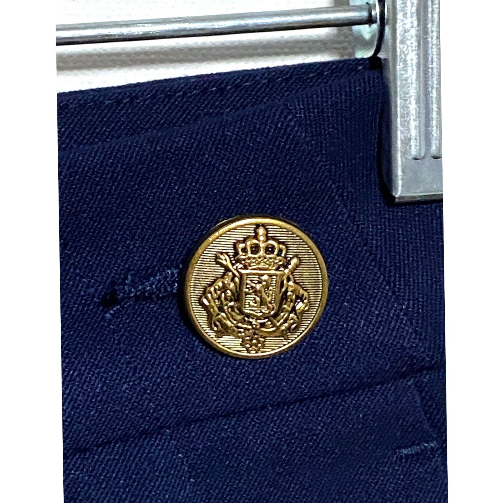 Ann Taylor Loft Navy Blue Sailor Pants 4P Nautical Gold Crest Buttons Quiet Luxury Size 27" / US 4 / IT 40 - 2 Thumbnail