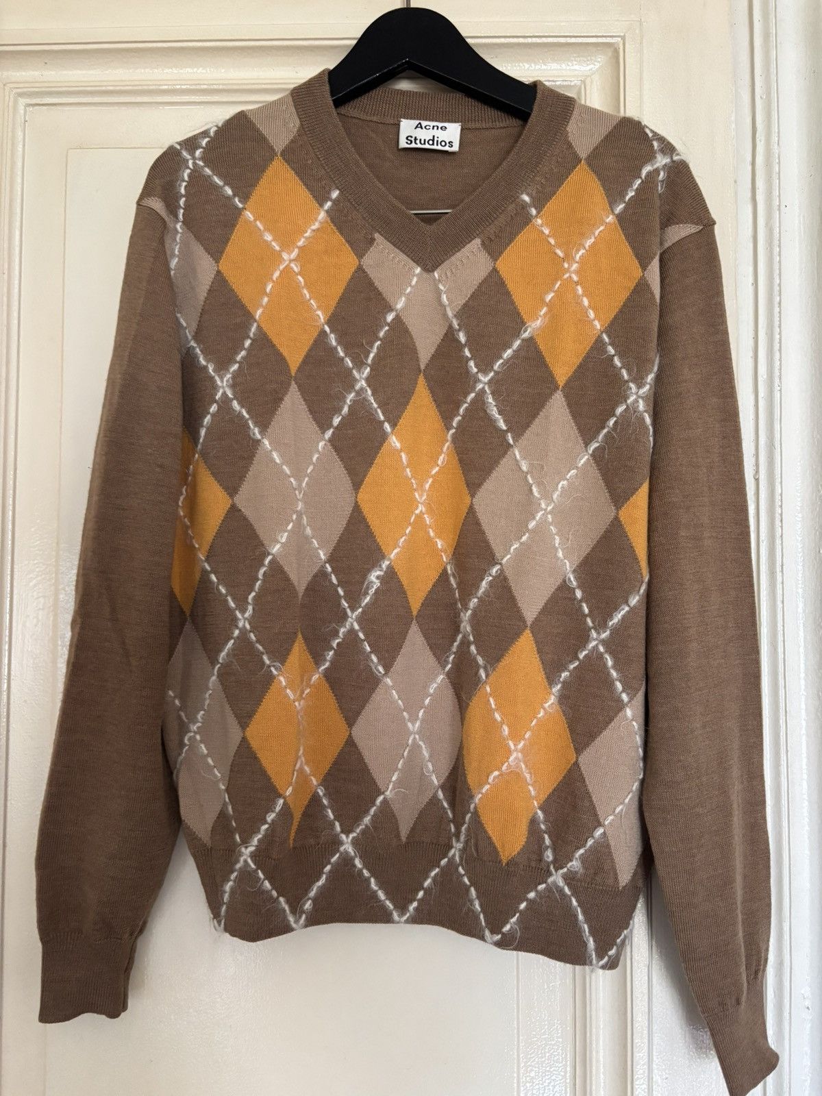 Acne Studios Vinia Argyle Camel sweater