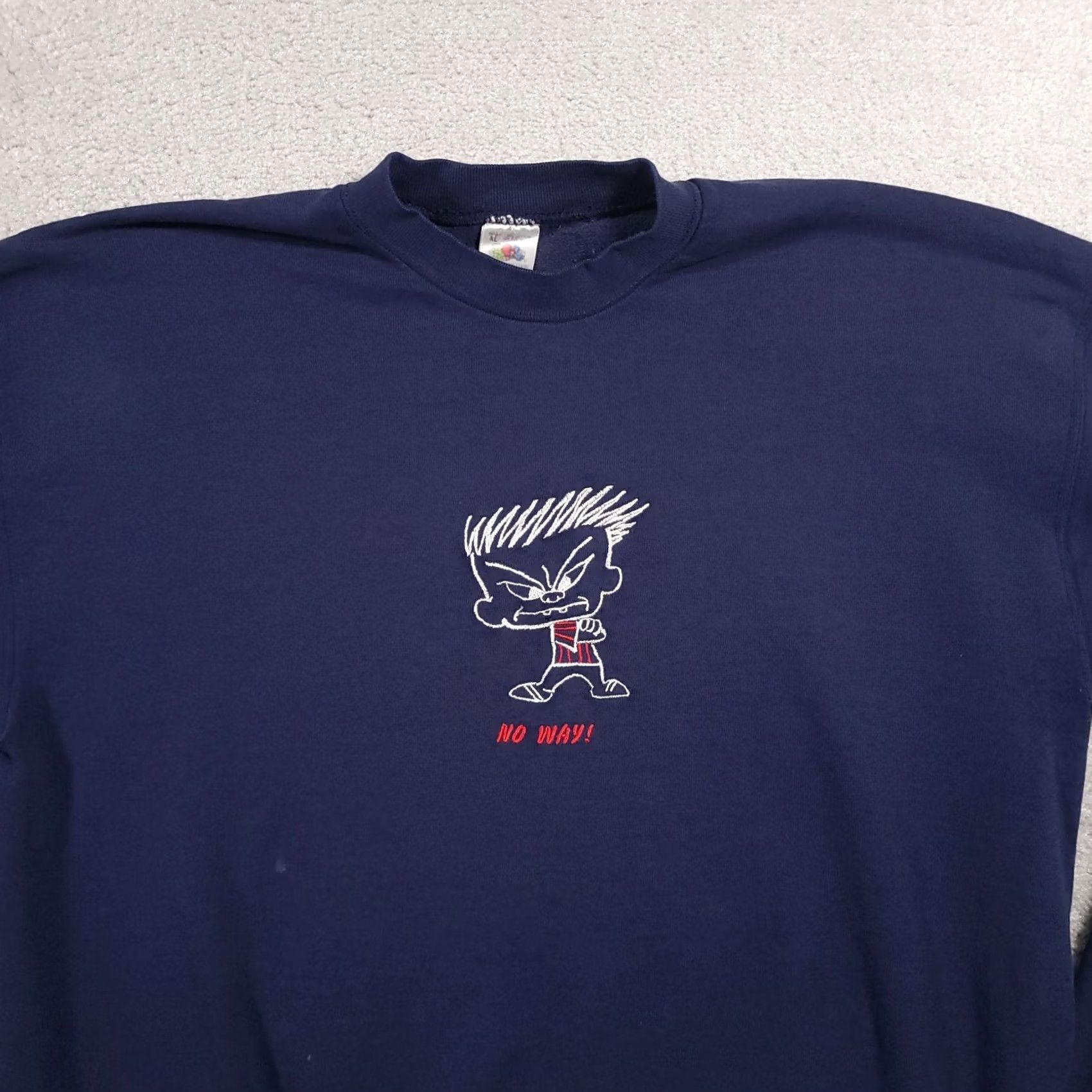 Fruit Of The Loom VINTAGE 90s Negatude Dude No Way Blue Sweatshirt Mens XL Grunge USA Made Size US XL / EU 56 / 4 - 3 Thumbnail
