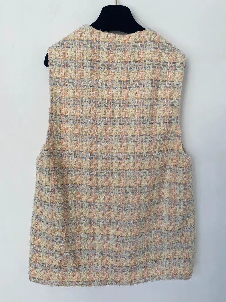 Chanel Chanel Yellow tweed tweed pocket vest Size XXS / US 00 / IT 34 - 2 Thumbnail