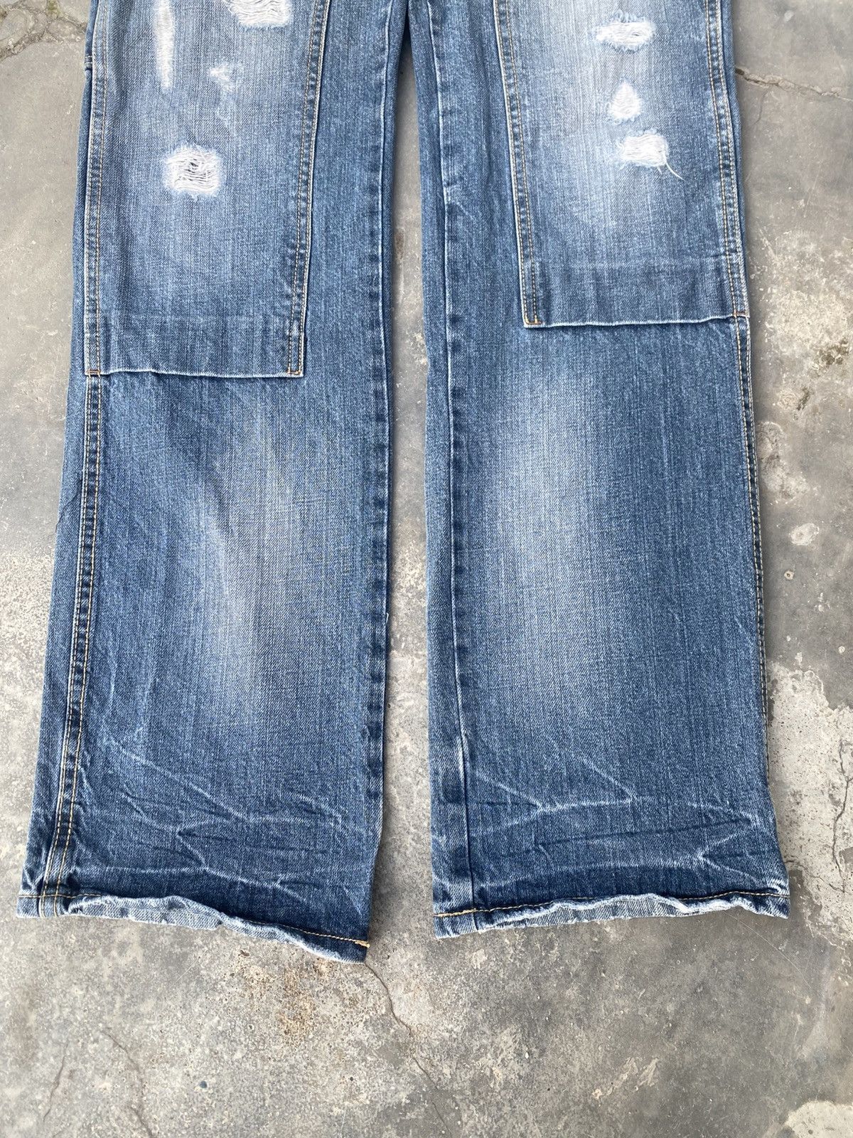 Japanese Brand FREE GATE Distressed Double Knee Jeans Size US 31 - 4 Thumbnail