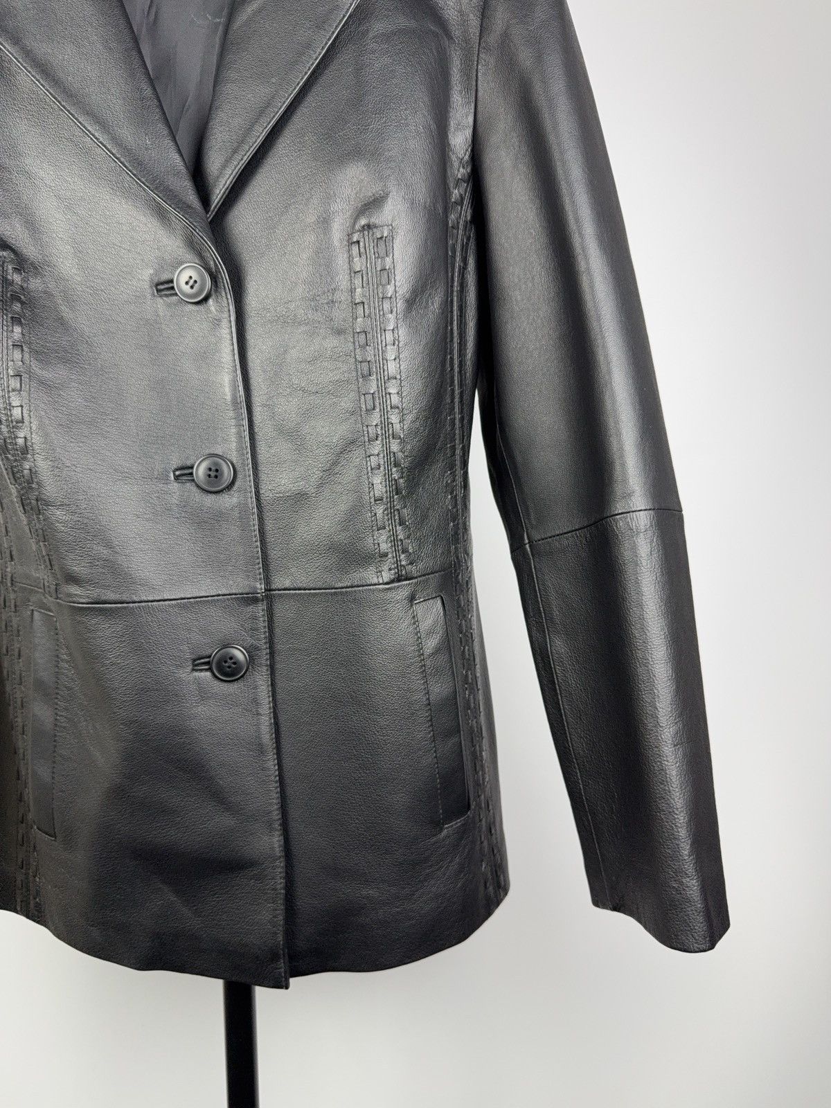 Vintage Vintage 90s Retro Avant Garde Rock Women’s Leather Jacket Size M / US 6-8 / IT 42-44 - 4 Thumbnail