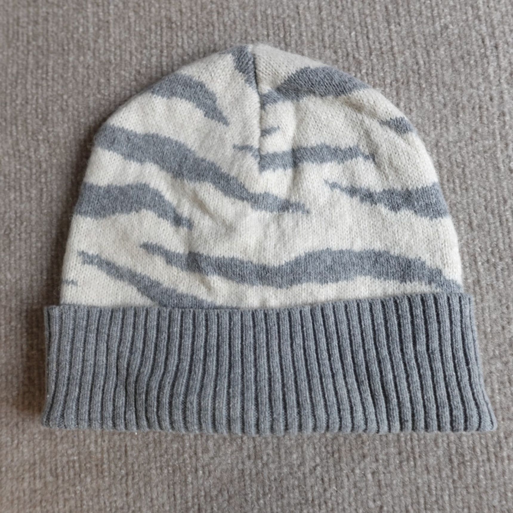 Rebecca Taylor Rebecca Taylor Womens Hat Beanie OS One Size Gray Wool Blend Knit Geometric Pattern Mens? Size ONE SIZE - 2 Thumbnail