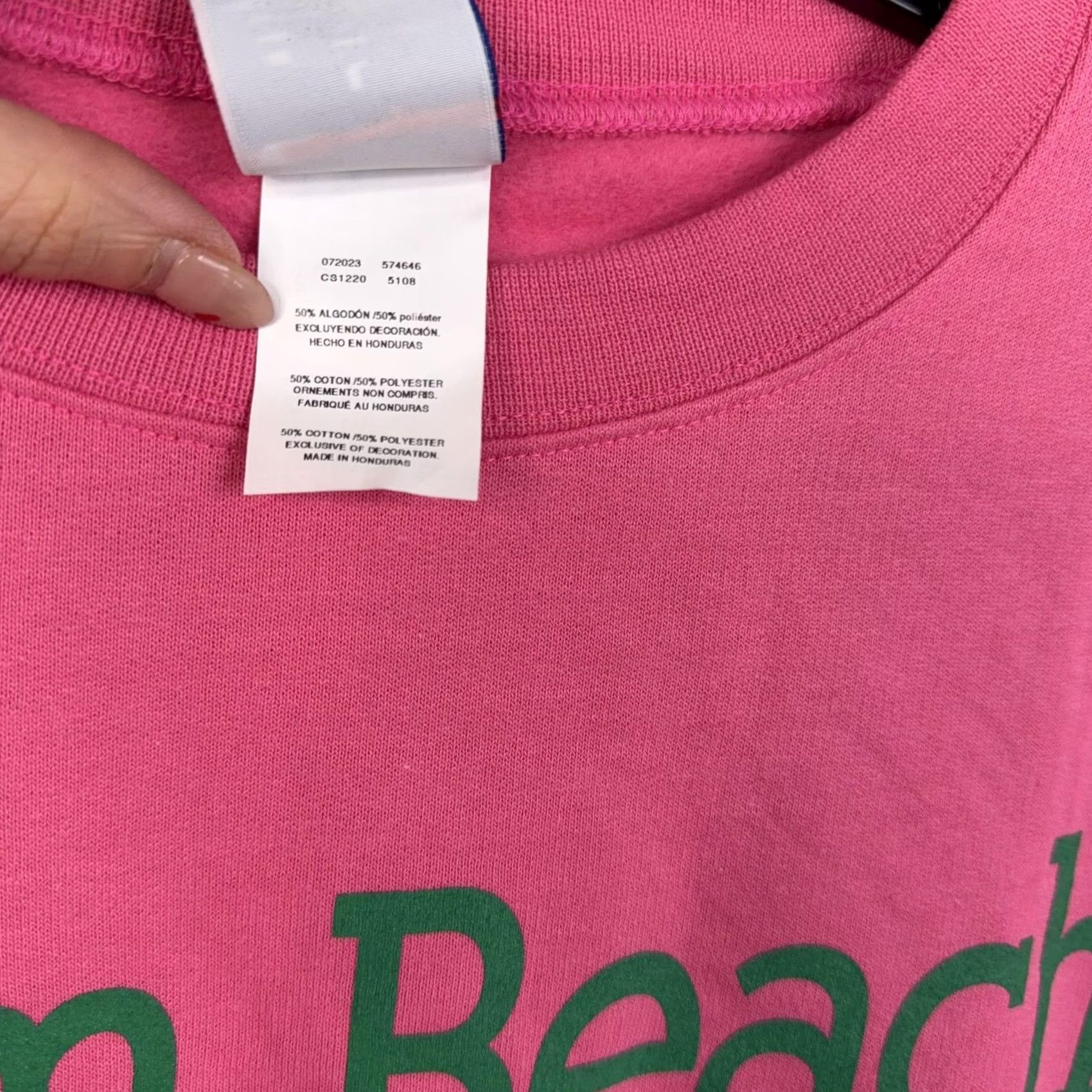 Champion Champion Fleece Sweatshirt - Pink Palm Beach Graphic - Large - Cotton/Polyester (Vintage) Size US L / EU 52-54 / 3 - 4 Thumbnail