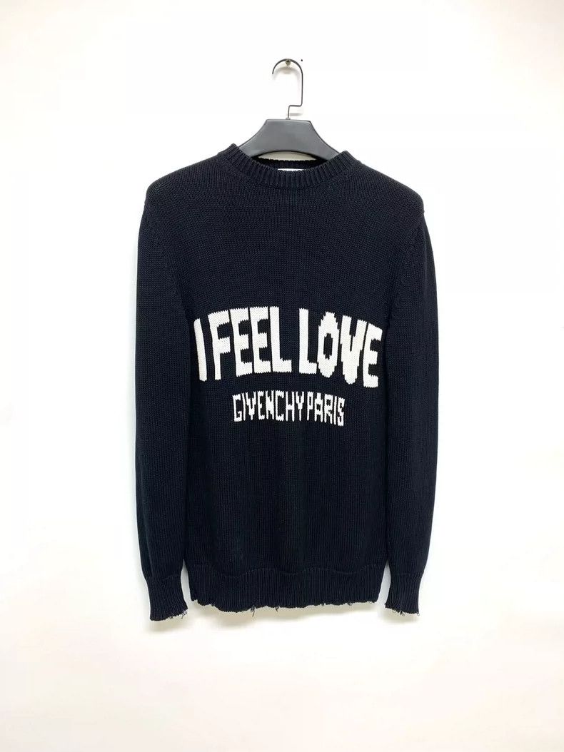 Givenchy Black Distressed Knit Sweater Size S Shoulder Wid