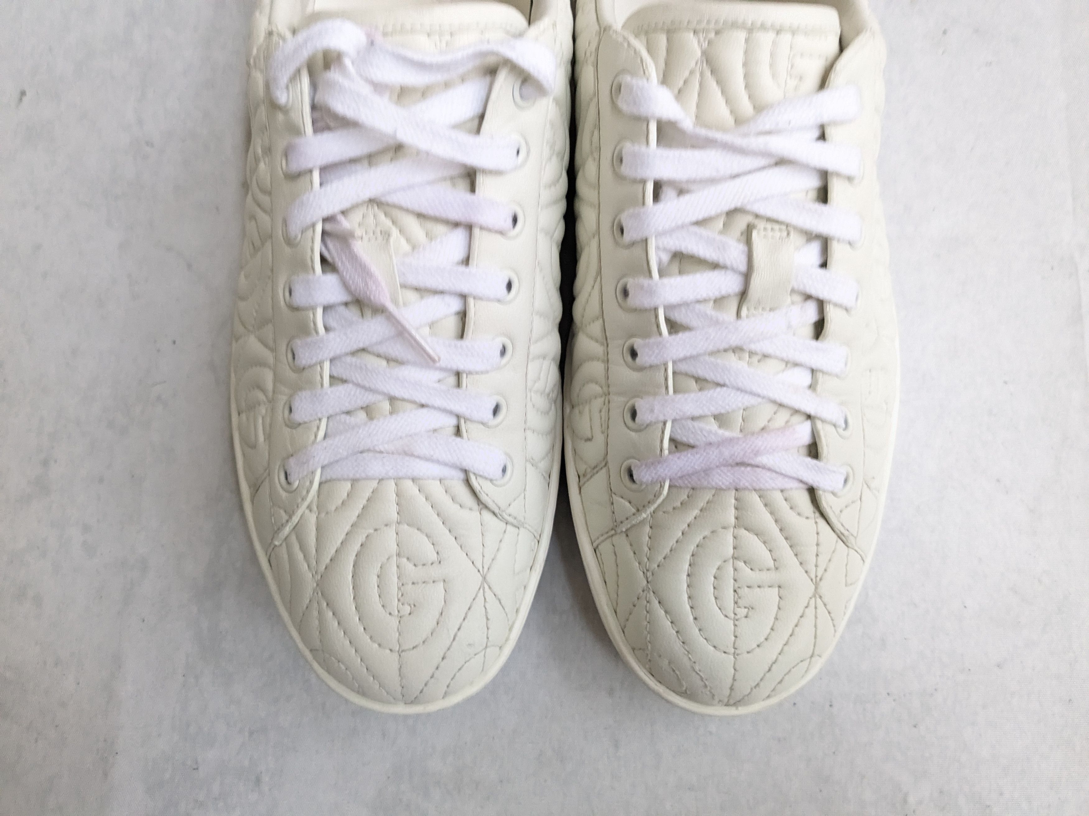Gucci Gucci Ace Sneakers Rhombus White Green 9.5 Leather Size US 9.5 / EU 42-43 - 3 Thumbnail