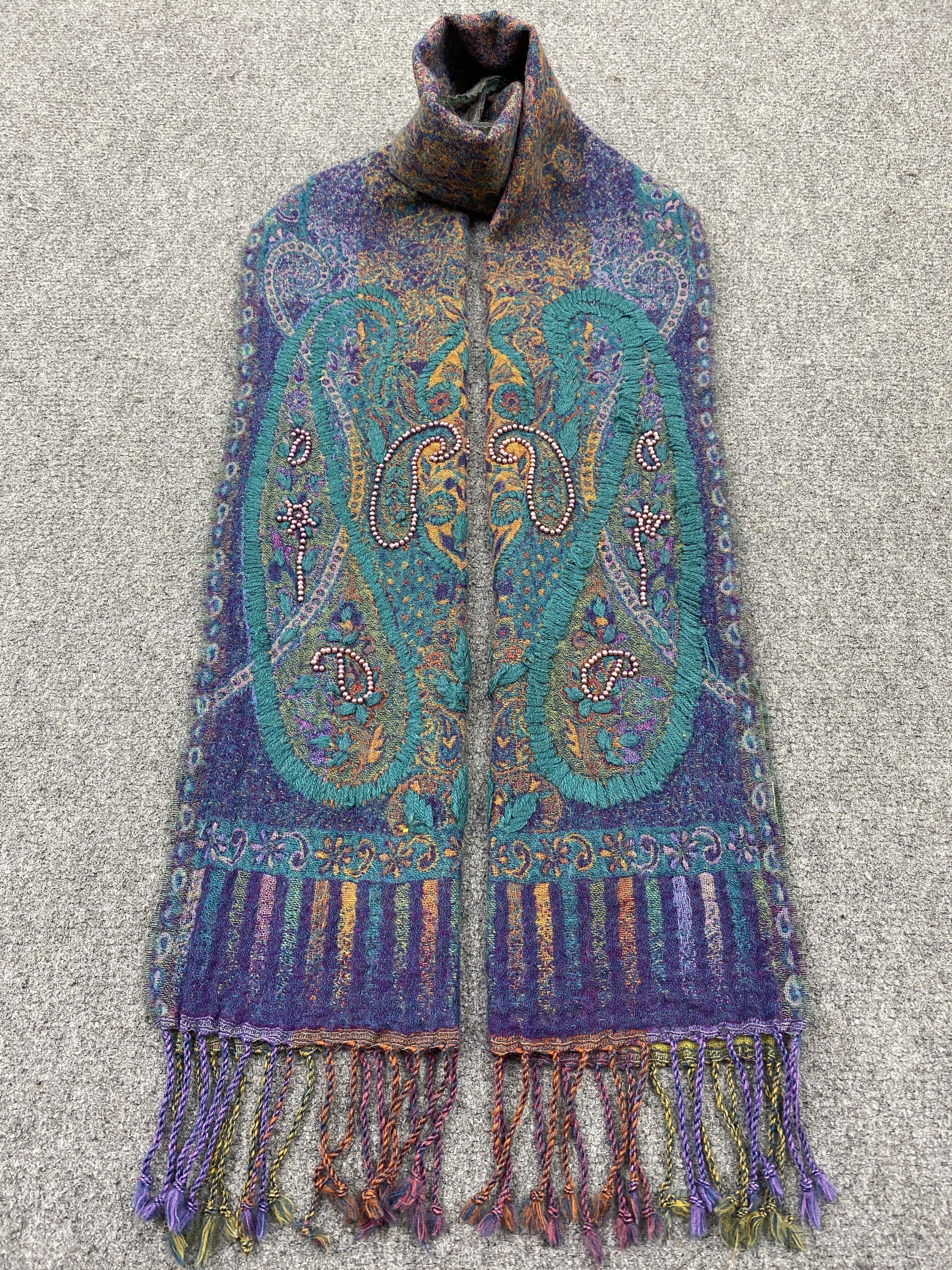 Japanese Brand Tulsi Japan Made Colourfull Paisley Scarf Neckwear SC0220 Size ONE SIZE - 1 Thumbnail