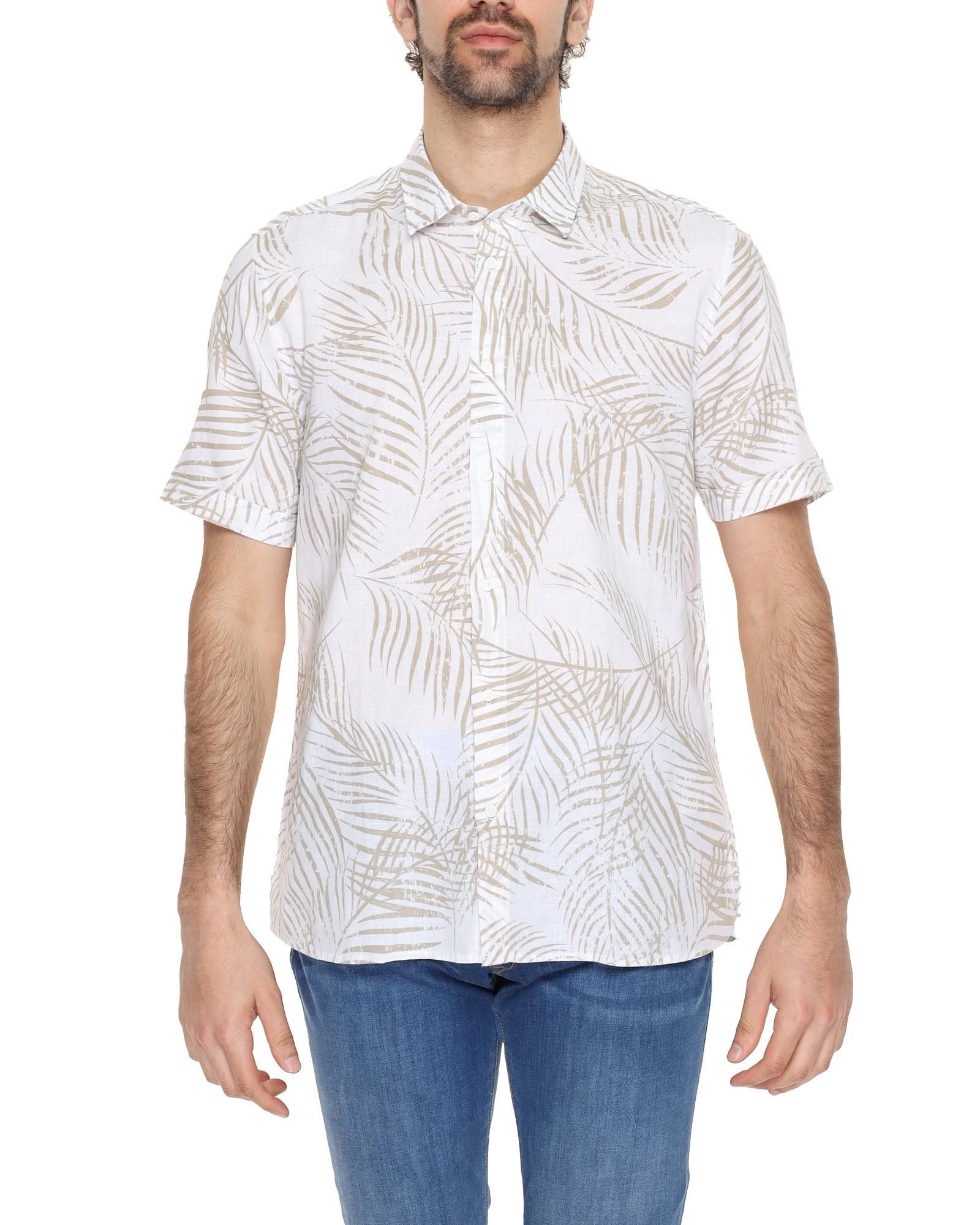 image of Antony Morato Printed Short Sleeve Shirt in Beige, Men's (Size XS)
