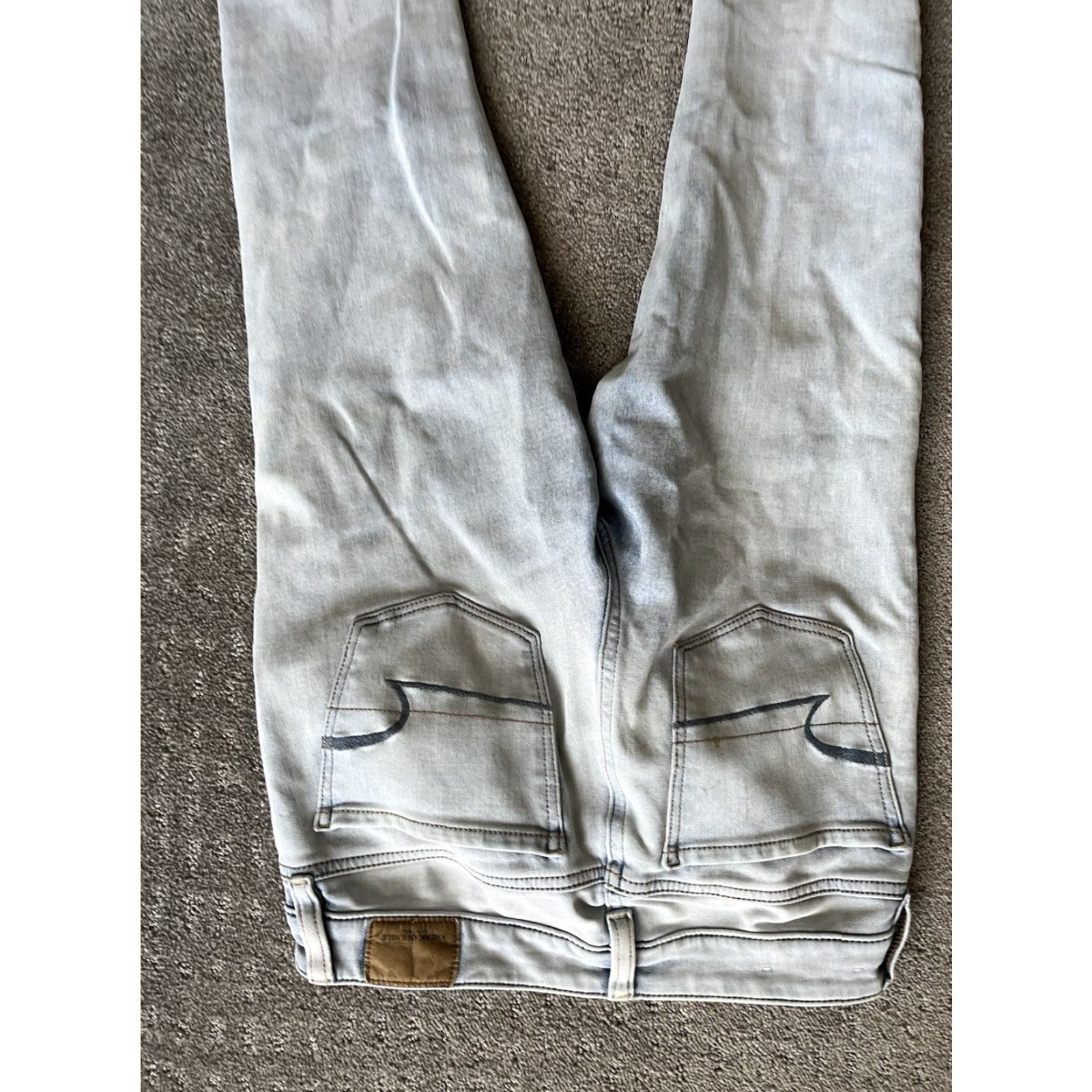 American Eagle Outfitters American Eagle Blue Super Stretch X4 Hi-Rise Jegging Pants 0 Wash Distress Women Jeans Size 25" / US 0 / IT 36 - 4 Thumbnail